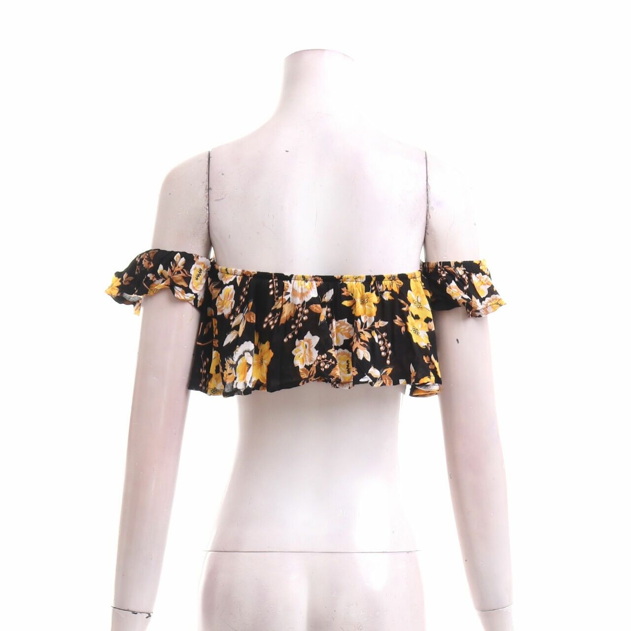 Bamboo Blonde Multi Floral Crop Off Shoulder Blouse