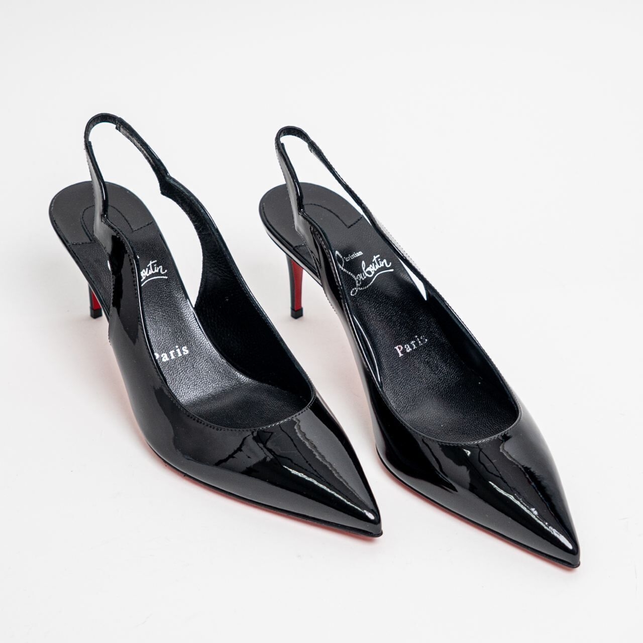 Christian Louboutin Hot Chick 70 Slingback Pumps Patent Leather Blac