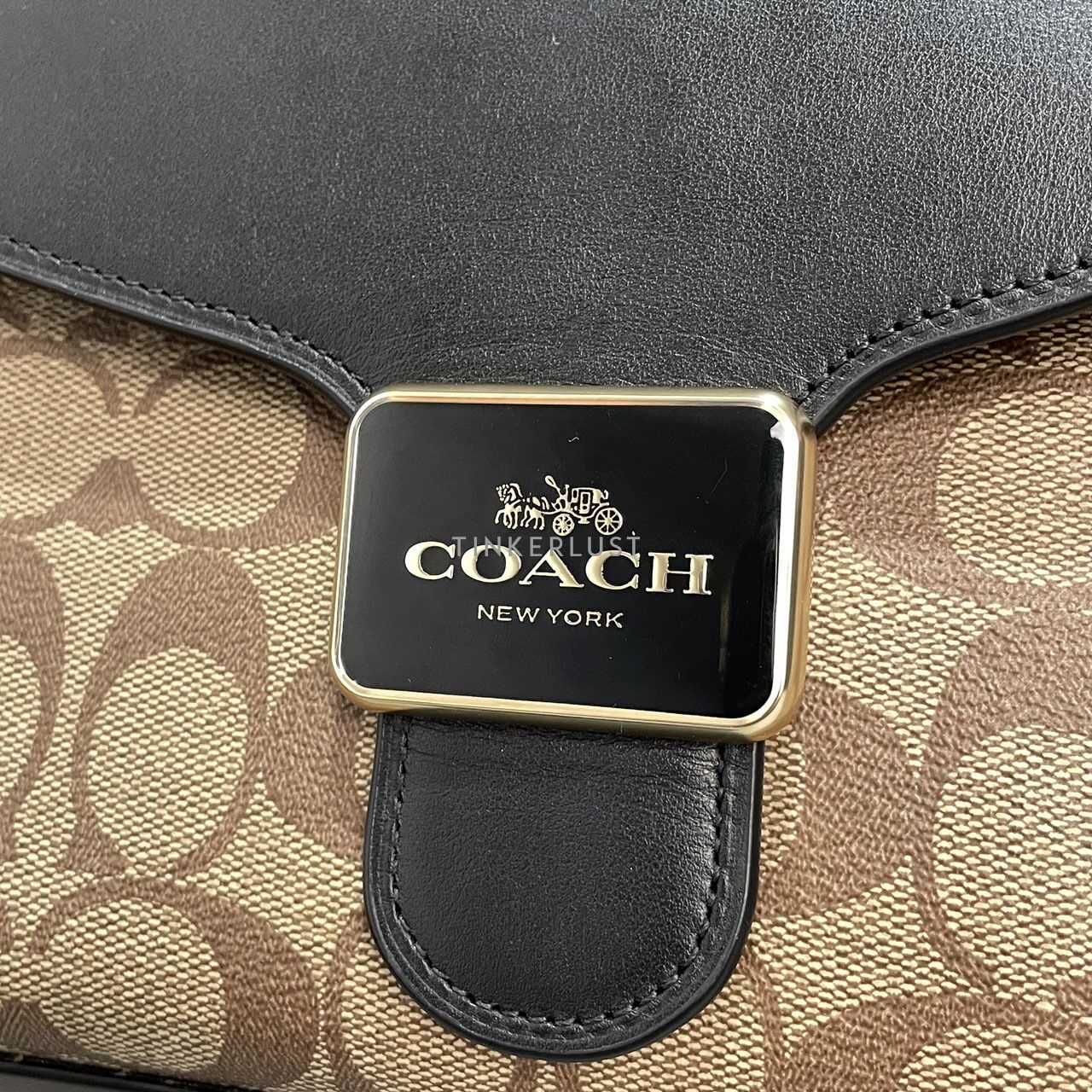 Coach C1325 Pepper Signature Canvas Khaki Black Multi Satchel