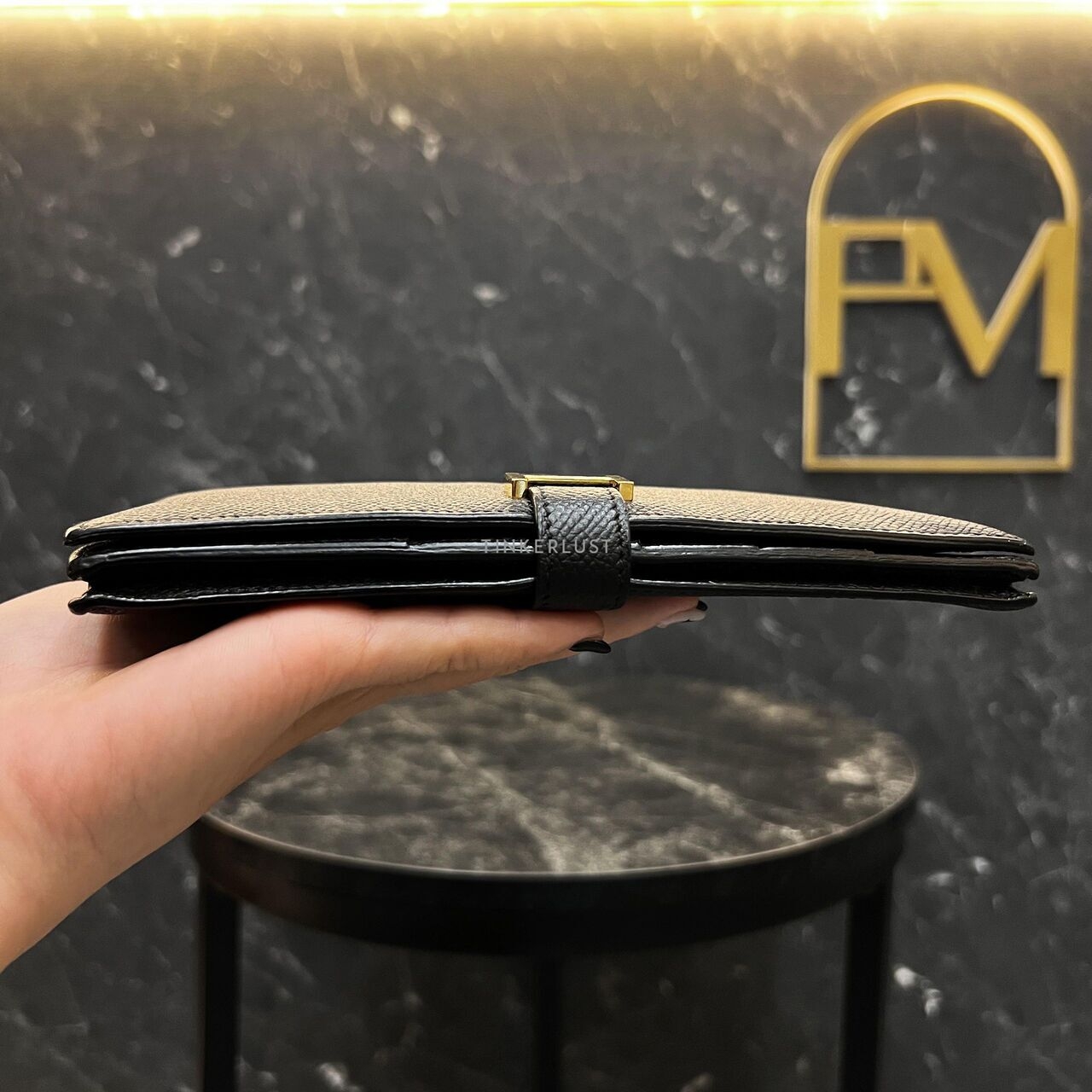 Hermes Bearn Black GHW Long Wallet