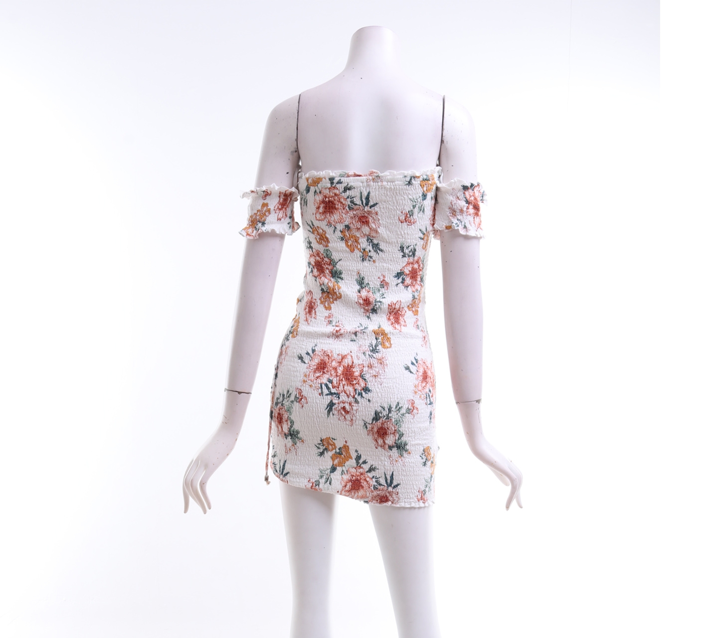 Bamboo Blonde Off White Floral Off Shoulder Sleeveless