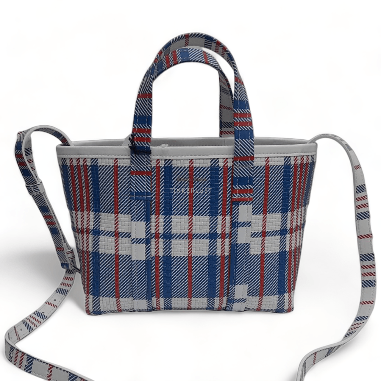 Balenciaga Barbès East West Multicolor Check Blue Leather Tote