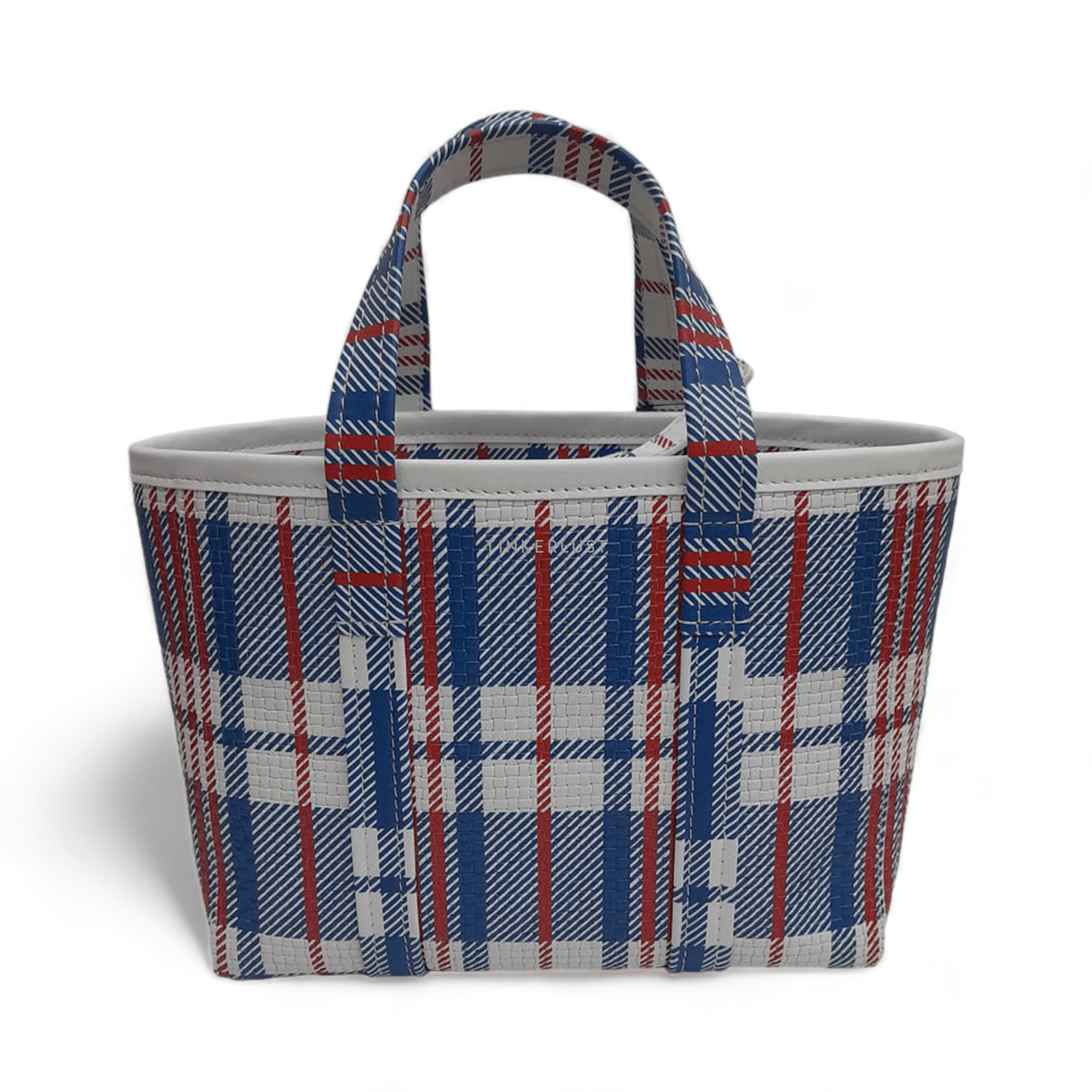 Balenciaga Barbès East West Multicolor Check Blue Leather Tote