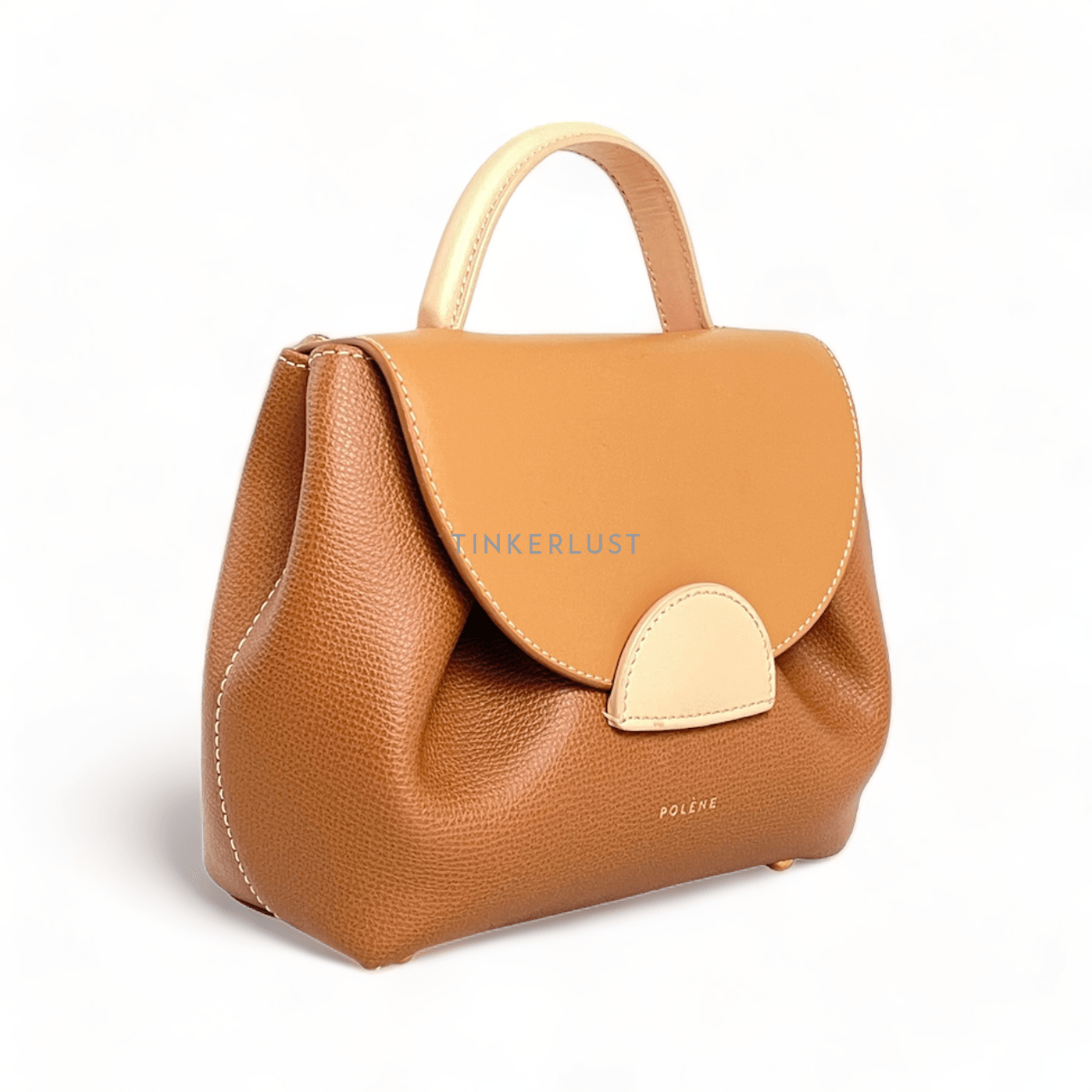 POLENE Numero Uno Nano Crossbody Bag Grained Leather Trio Camel GHW