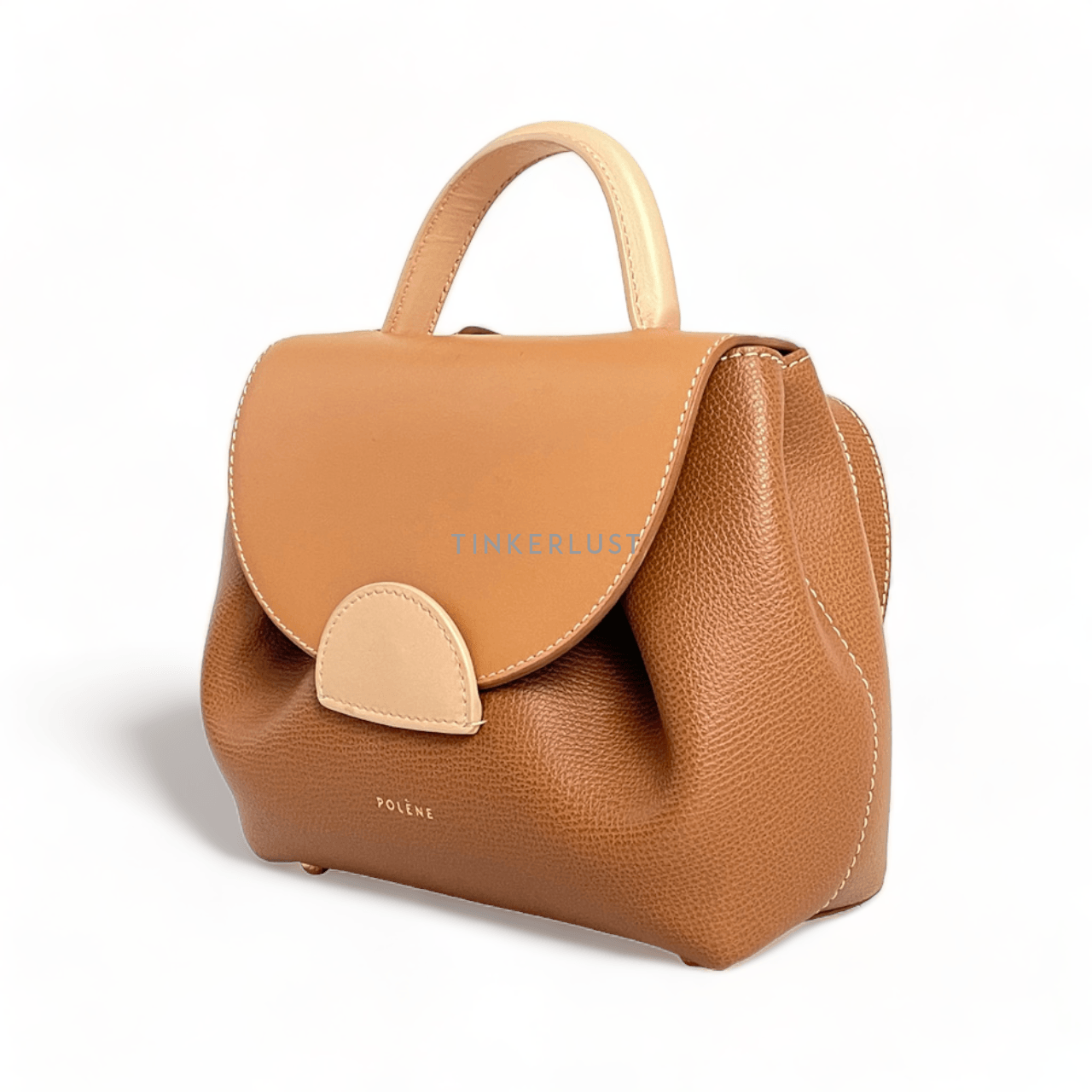 POLENE Numero Uno Nano Crossbody Bag Grained Leather Trio Camel GHW