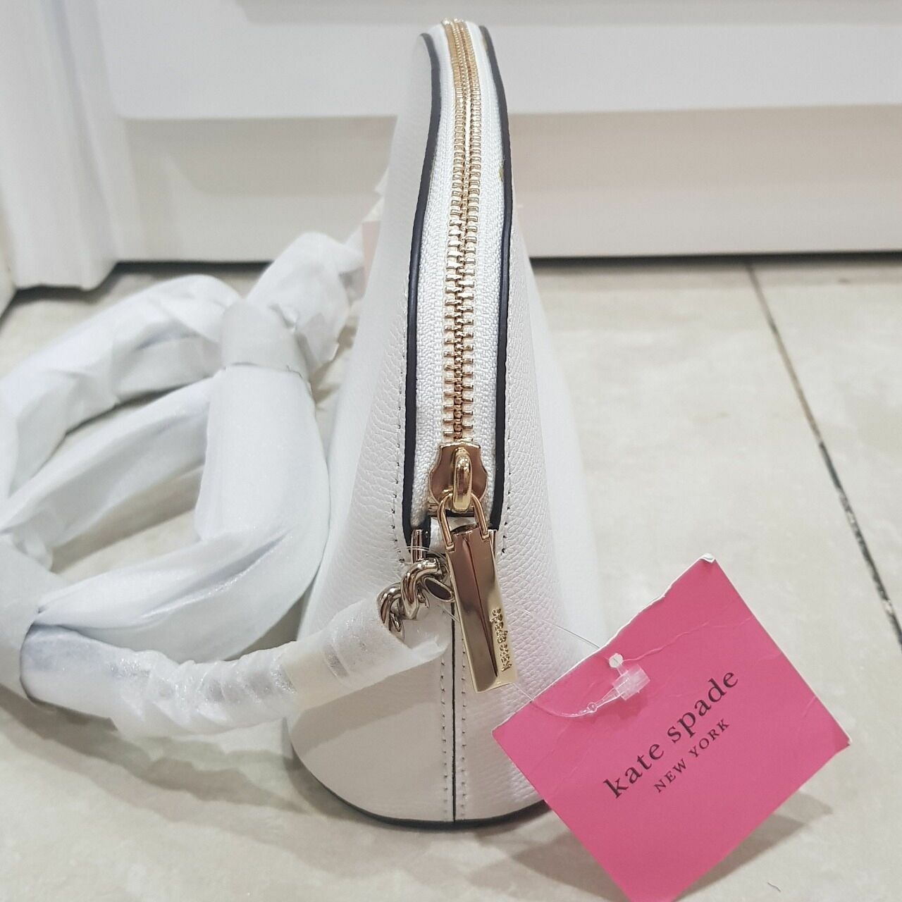 Kate Spade White Organic Sling Bag