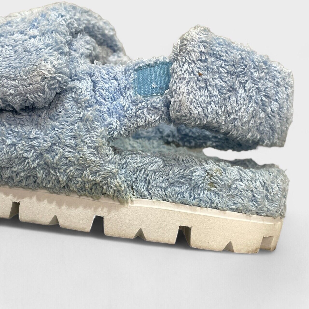 Prada Terry Cloth Blue Double Strap Sandals