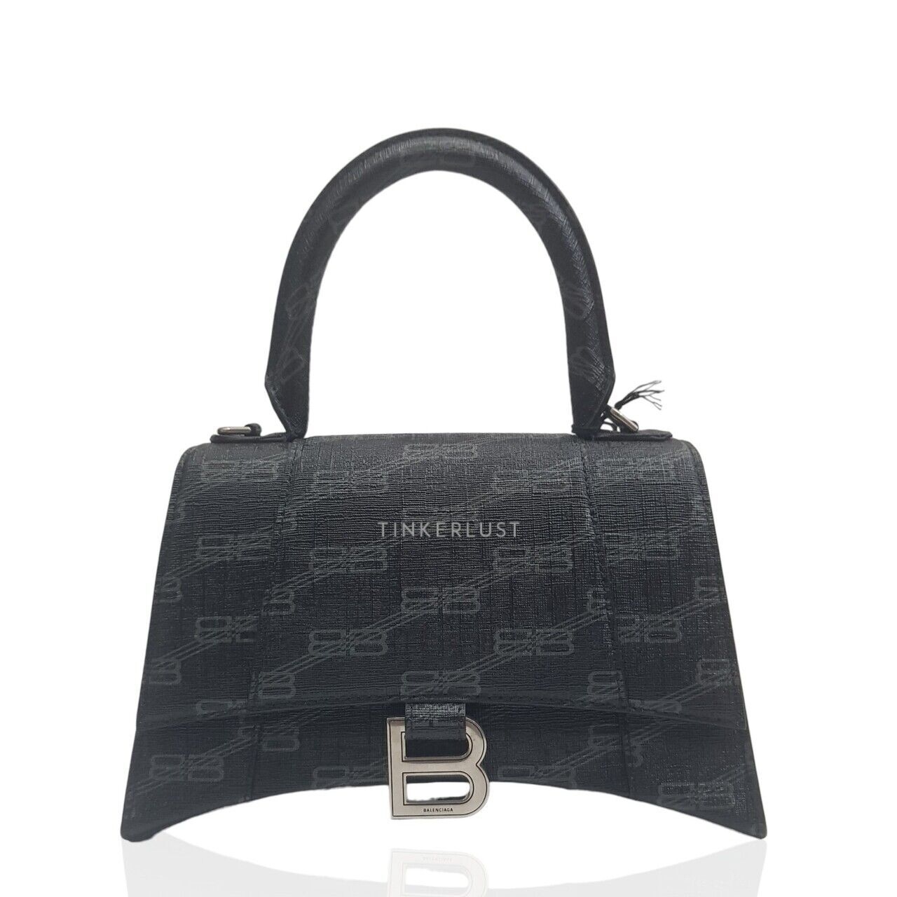 Balenciaga Hourglass Monogram Logo Black SHW Satchel Bag