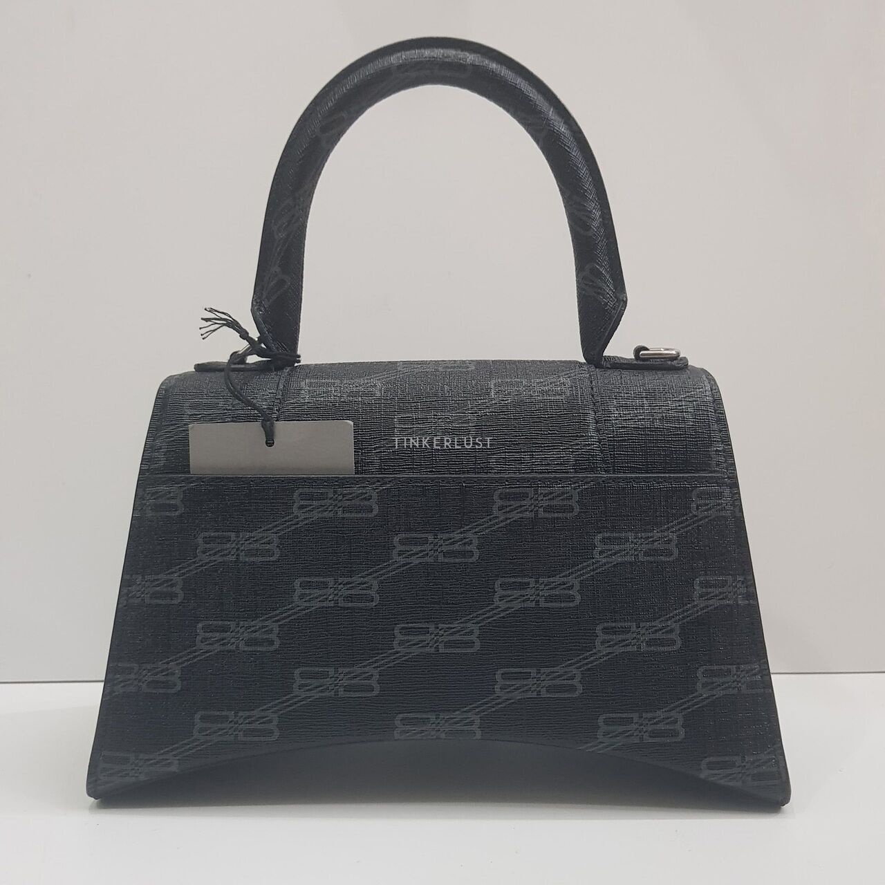 Balenciaga Hourglass Monogram Logo Black SHW Satchel Bag