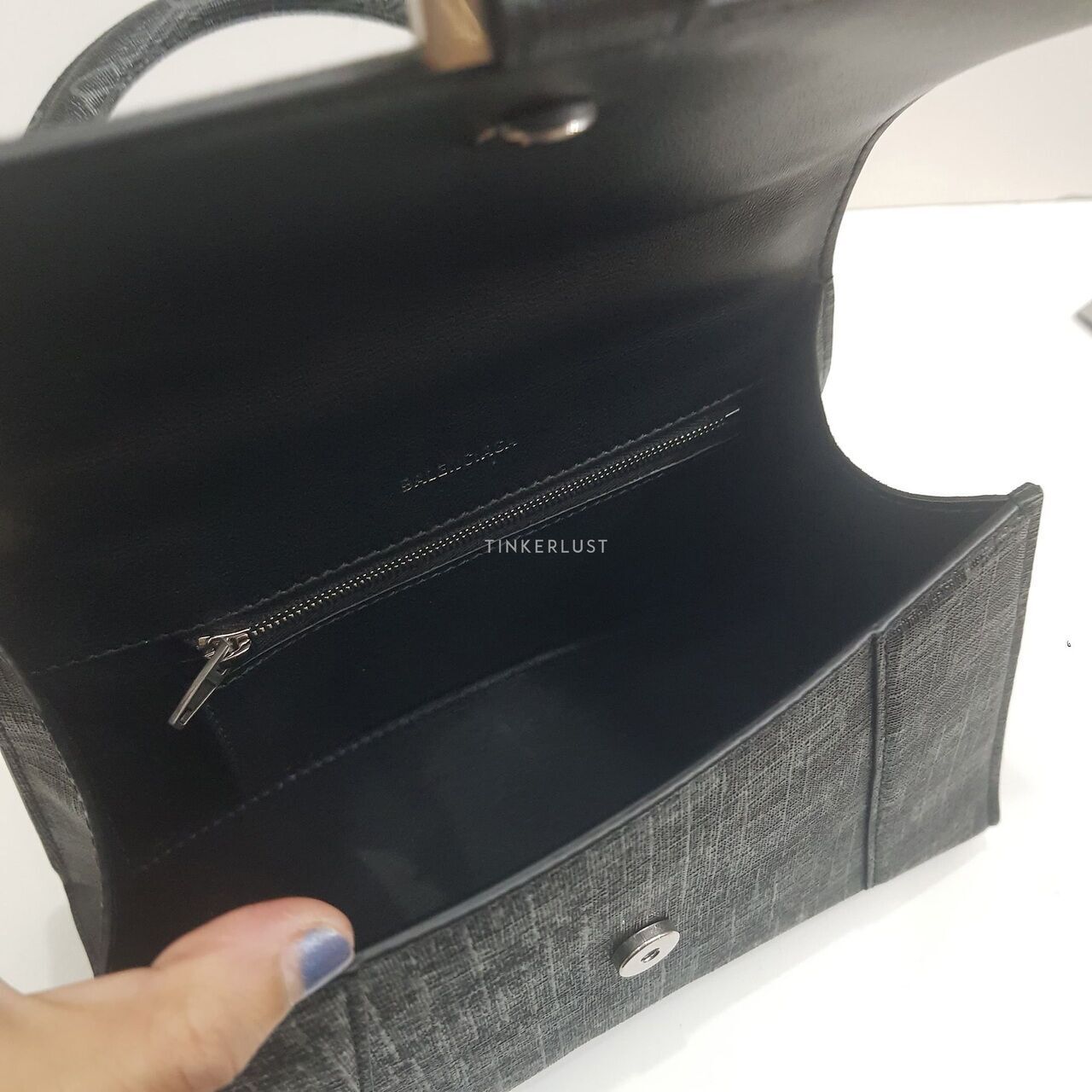 Balenciaga Hourglass Monogram Logo Black SHW Satchel Bag