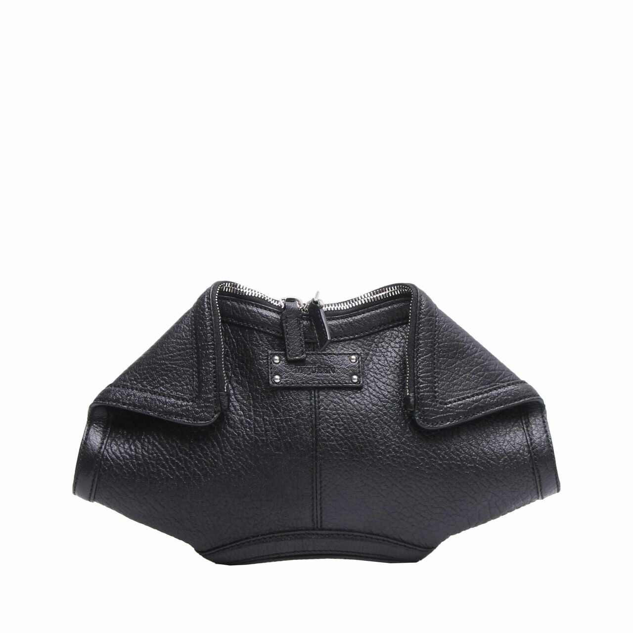 Alexander McQueen De Manta Black Leather Clutch