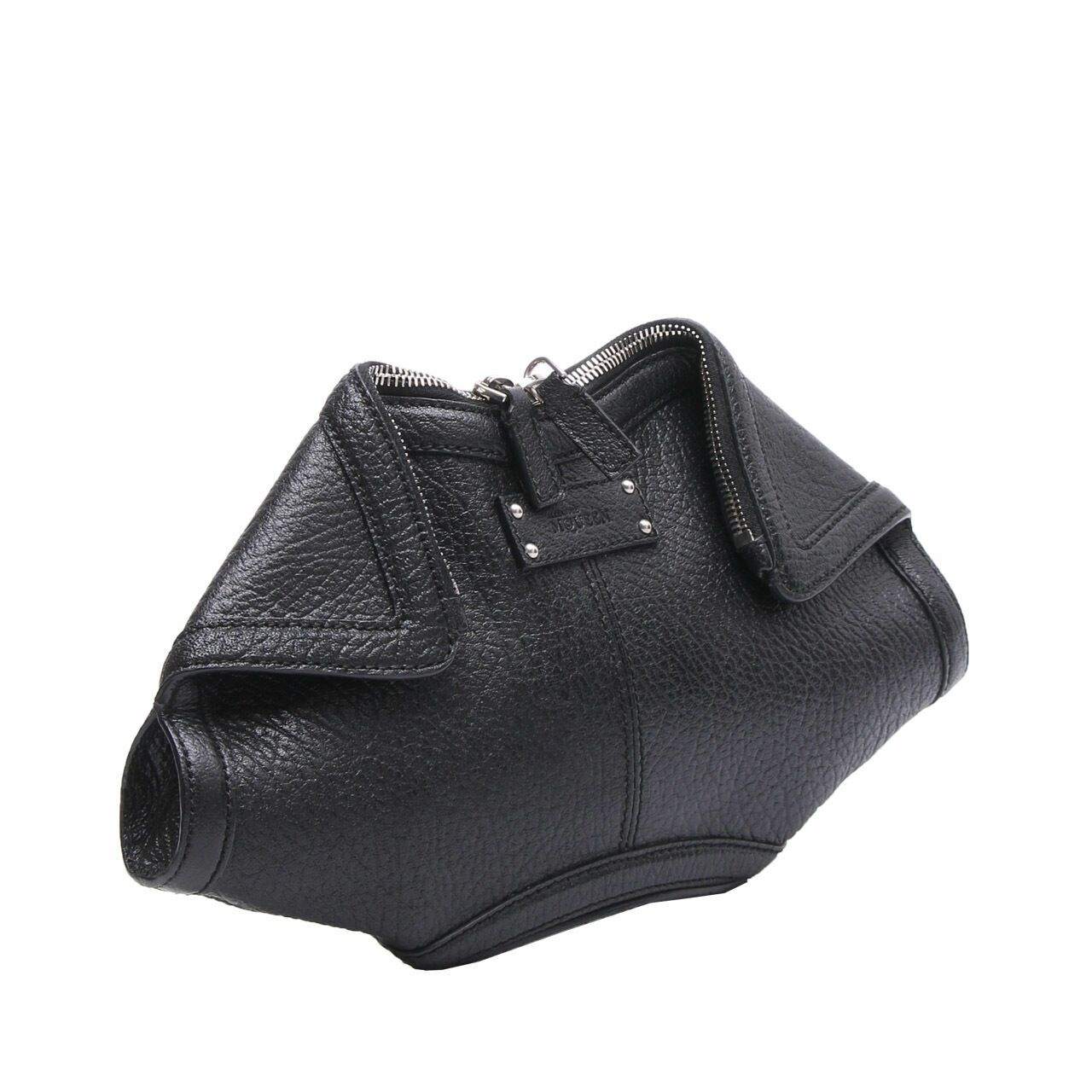 Alexander McQueen De Manta Black Leather Clutch