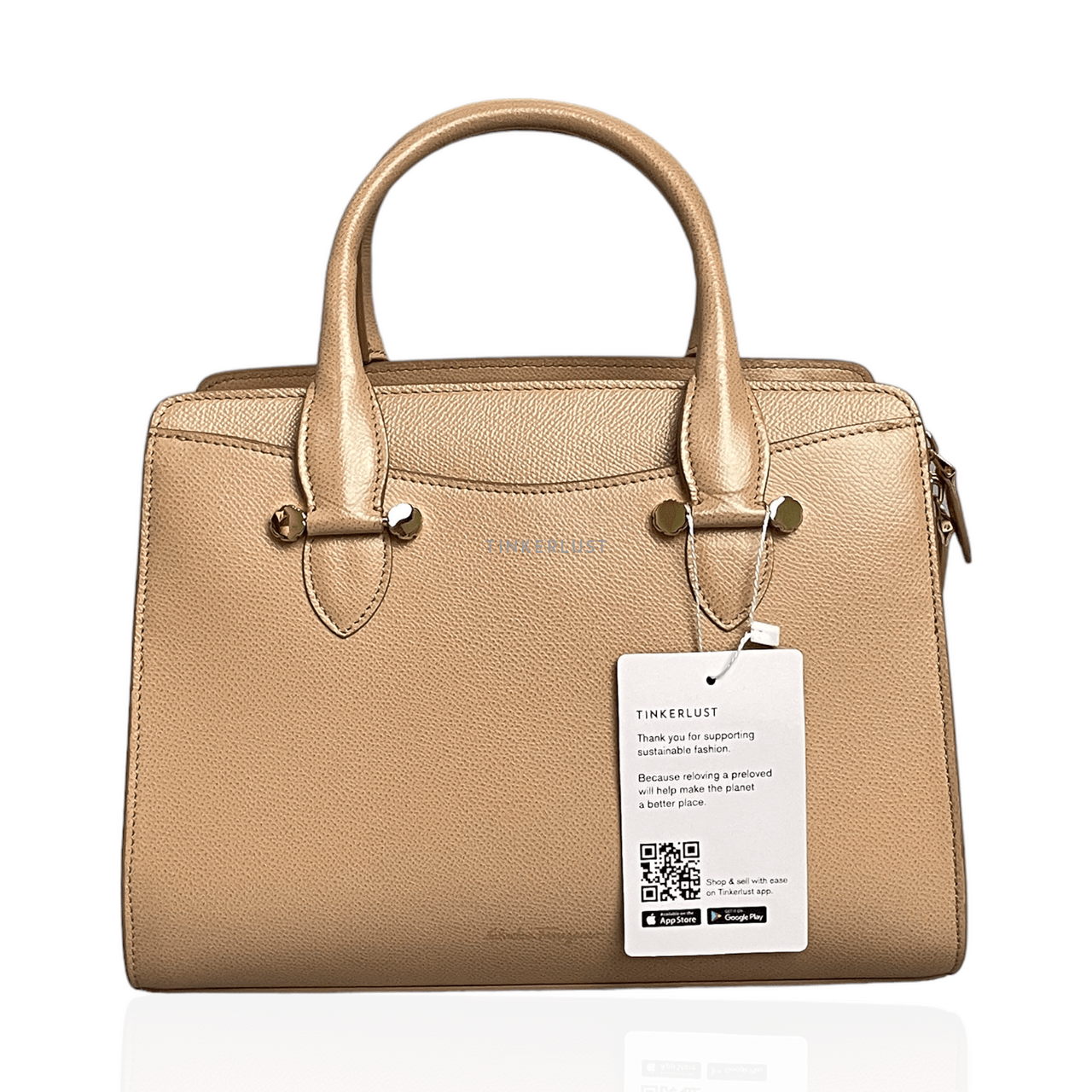 Salvatore Ferragamo Today Almond Leather GHW Satchel	