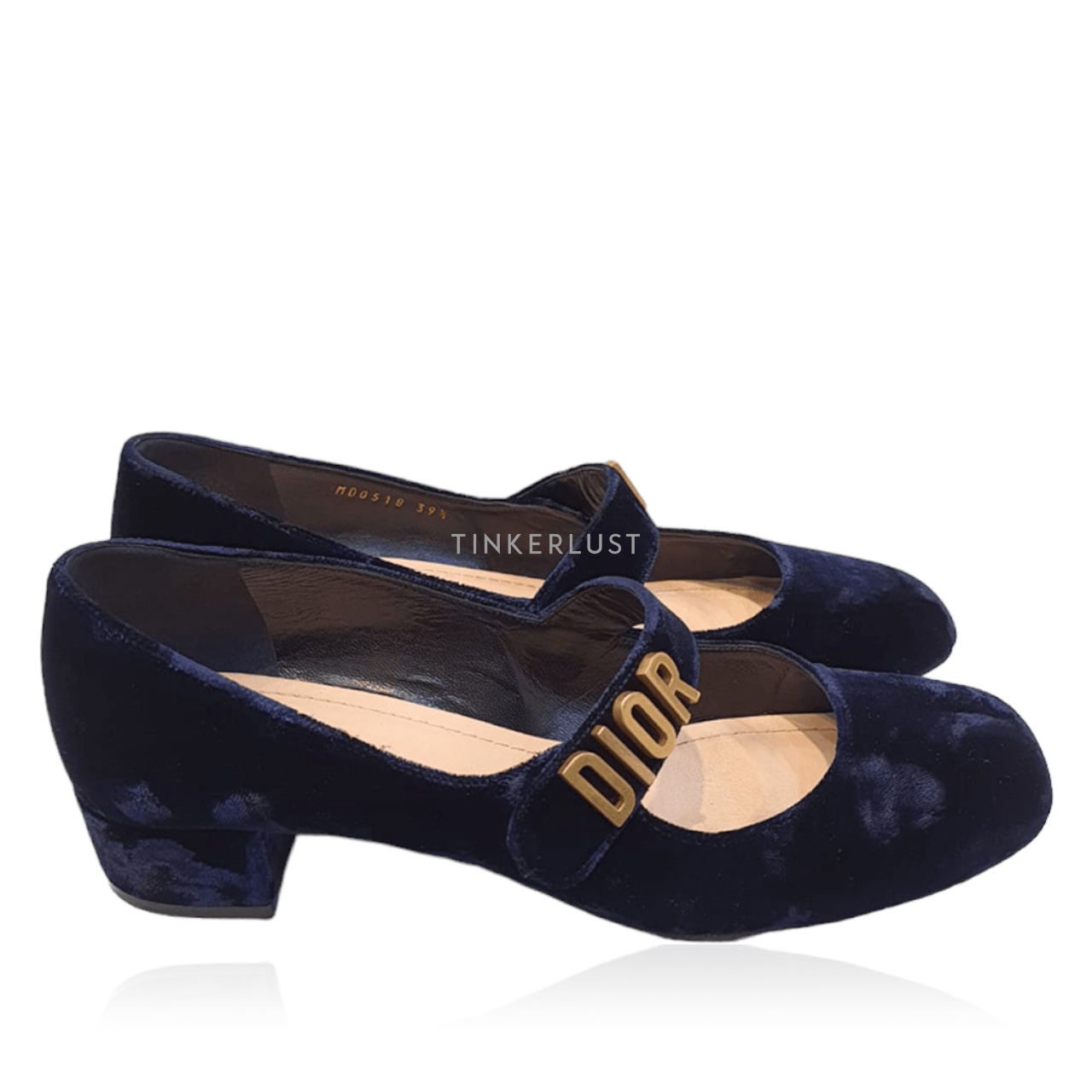 Christian Dior Navy Blue Velvet Baby-D Mary Jane Pumps