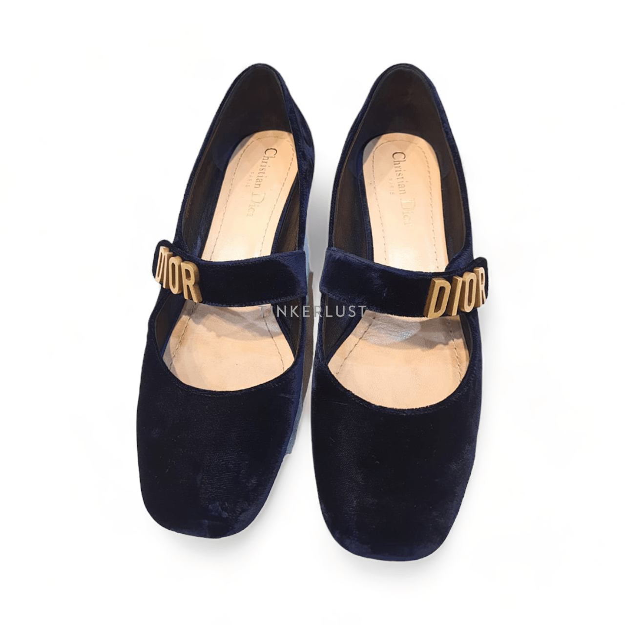 Christian Dior Navy Blue Velvet Baby-D Mary Jane Pumps