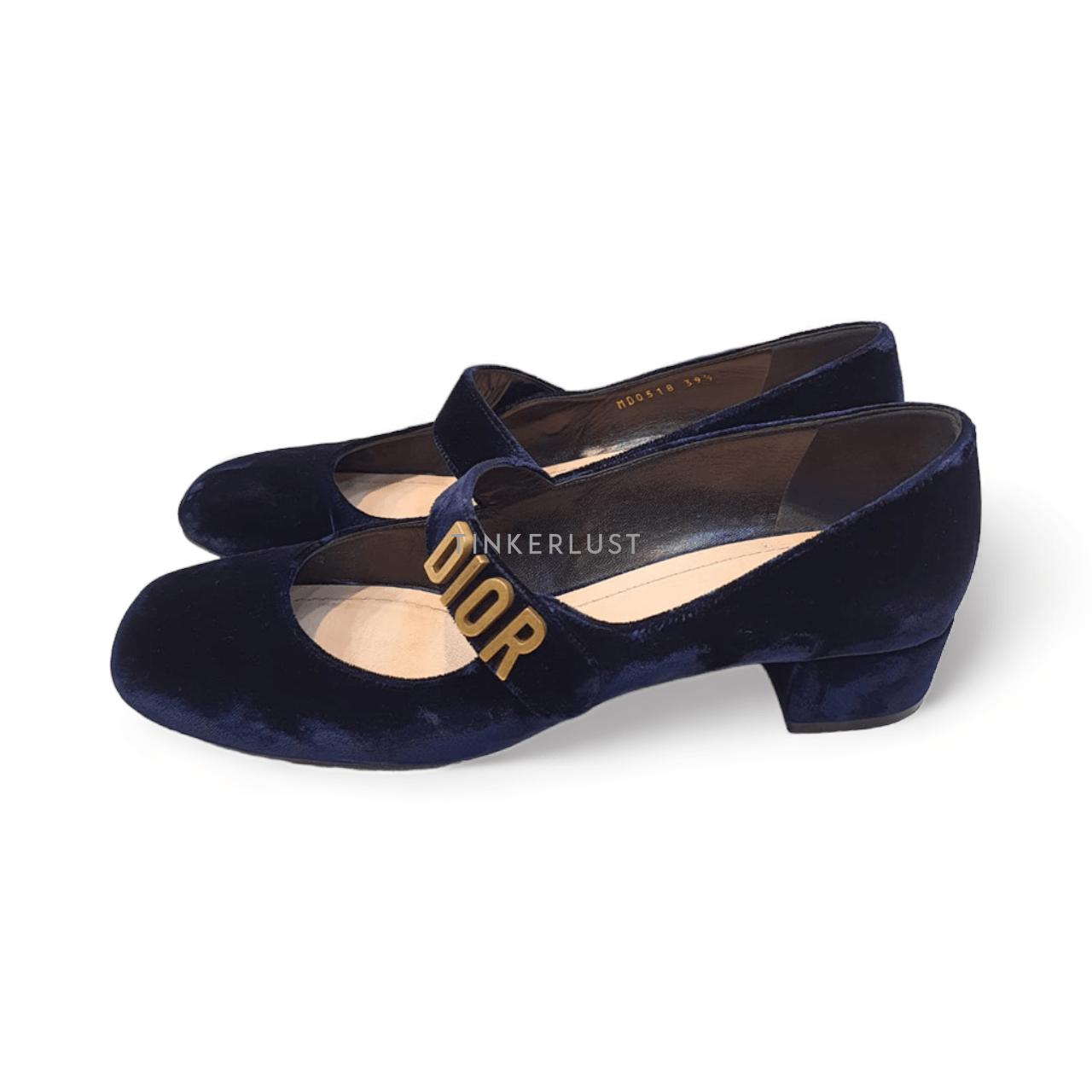 Christian Dior Navy Blue Velvet Baby-D Mary Jane Pumps