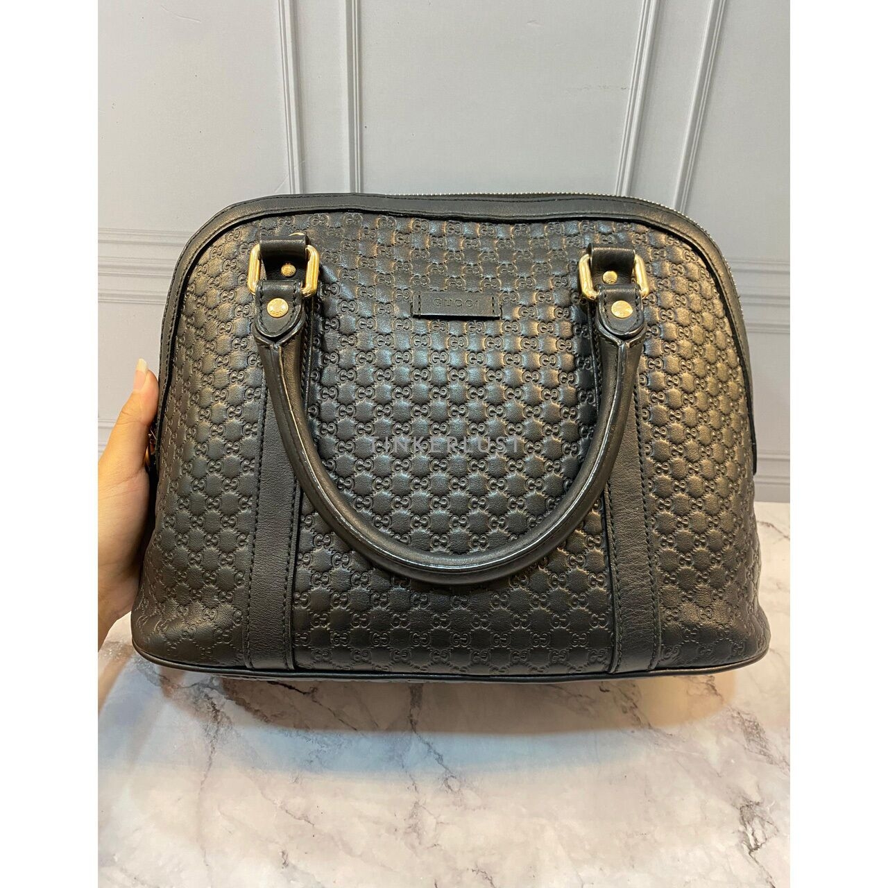 Gucci Dome Medium Black GHW Satchel