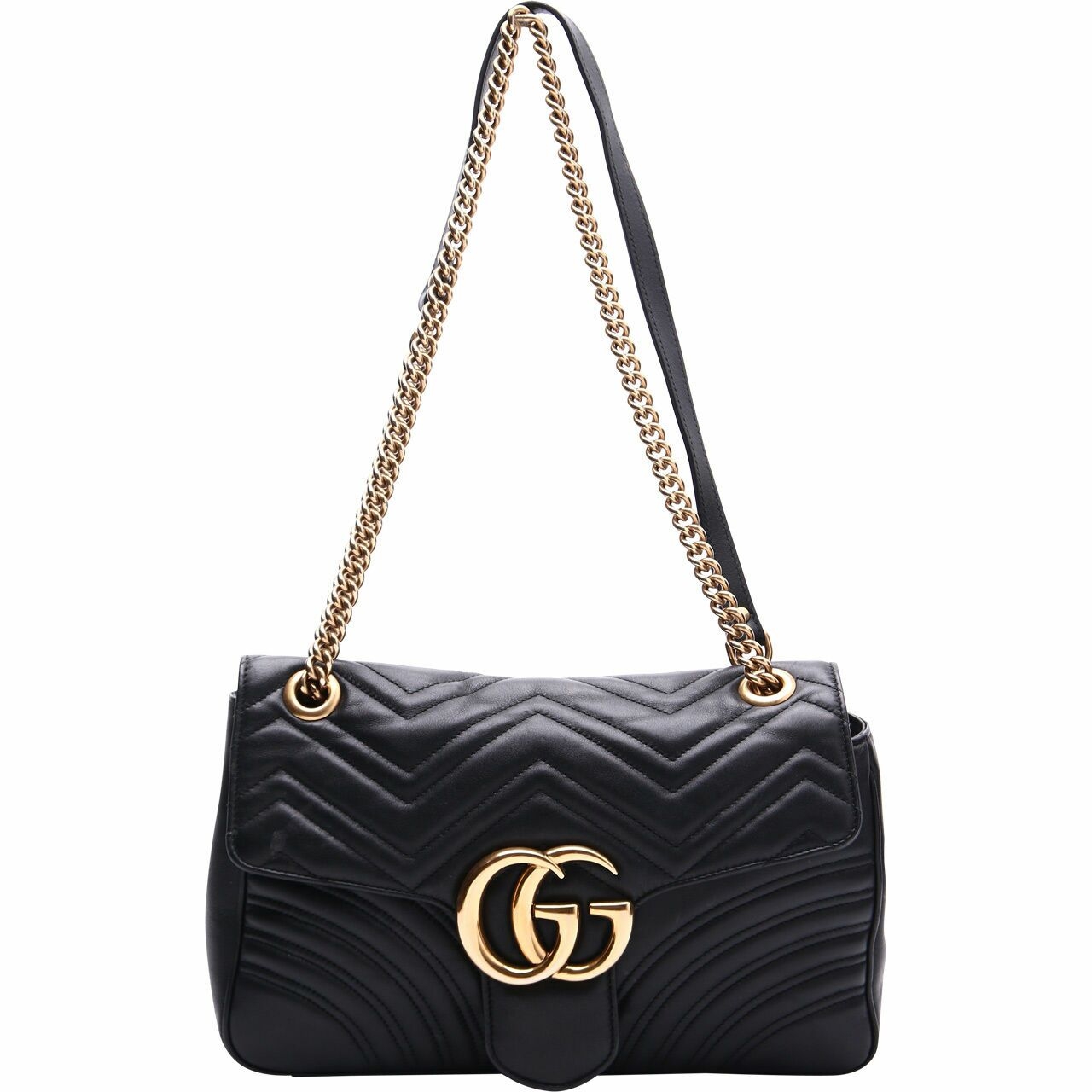 Gucci Black GG Marmont Medium Matelassé Shoulder