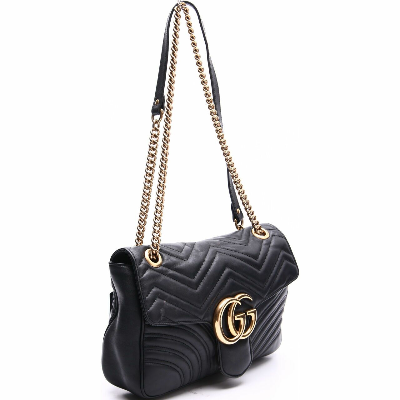 Gucci Black GG Marmont Medium Matelassé Shoulder