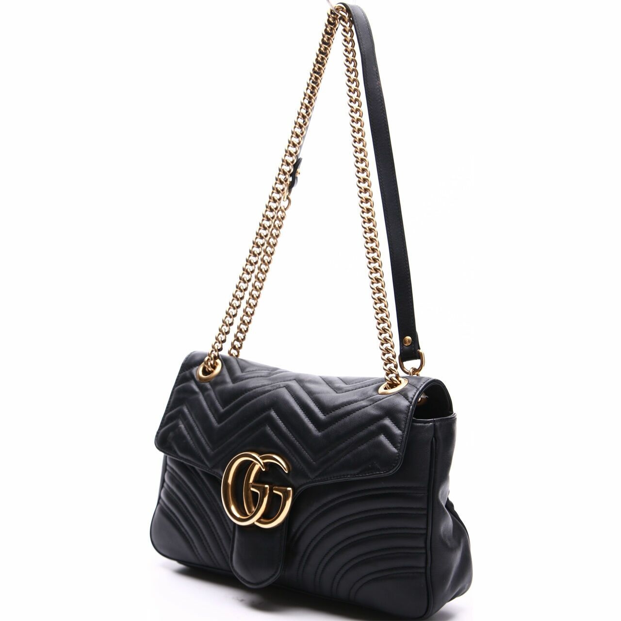 Gucci Black GG Marmont Medium Matelassé Shoulder