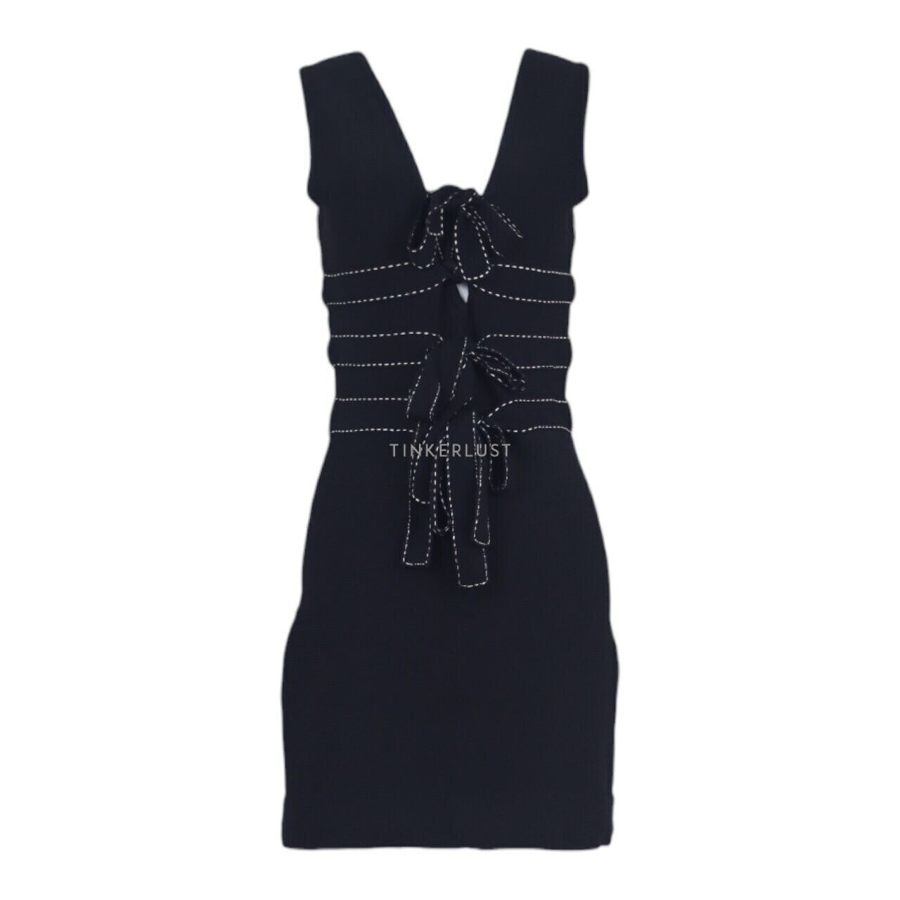 Herve Leger Black White Stitch Sleeveless Mini Dress