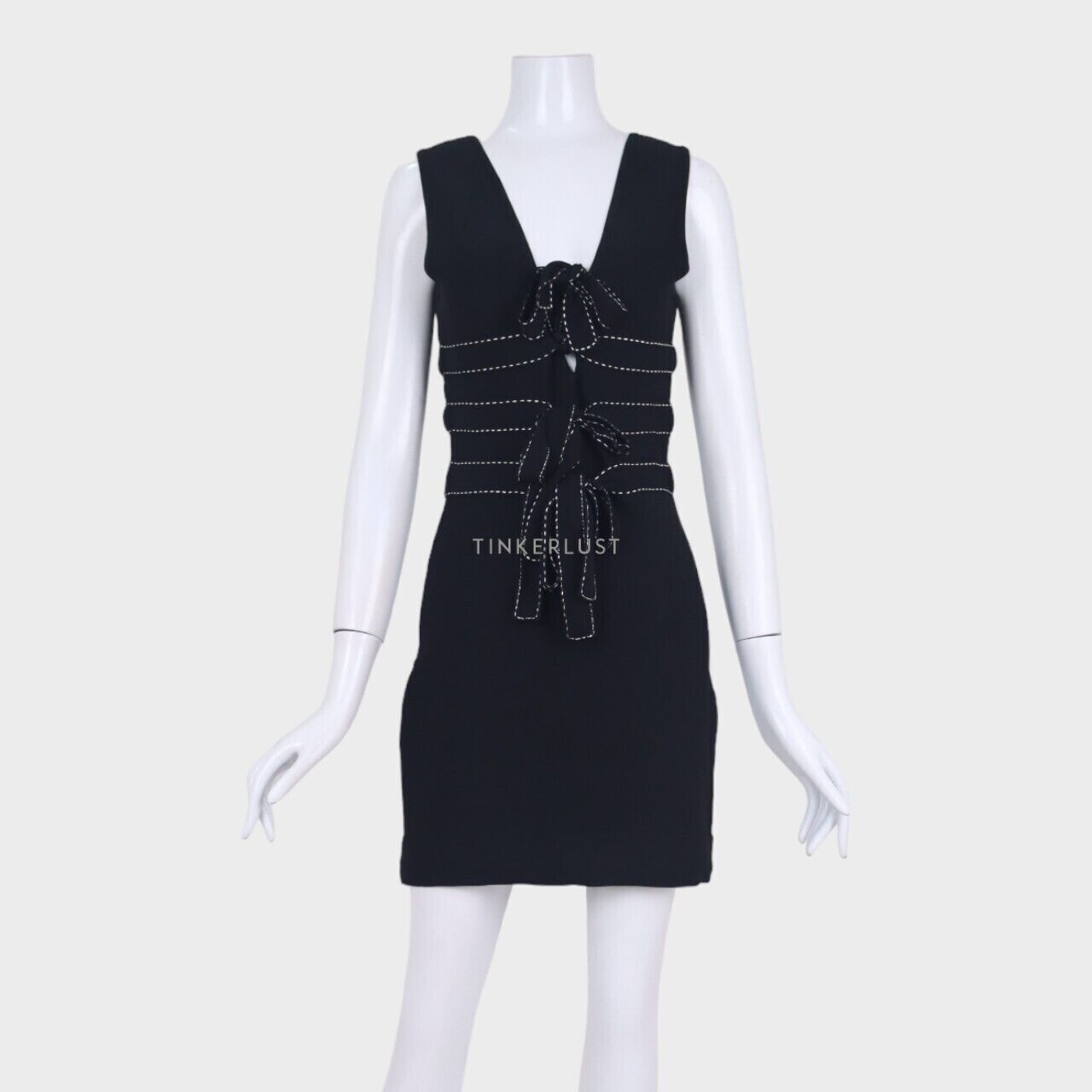 Herve Leger Black White Stitch Sleeveless Mini Dress