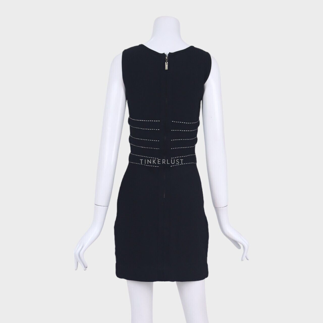 Herve Leger Black White Stitch Sleeveless Mini Dress