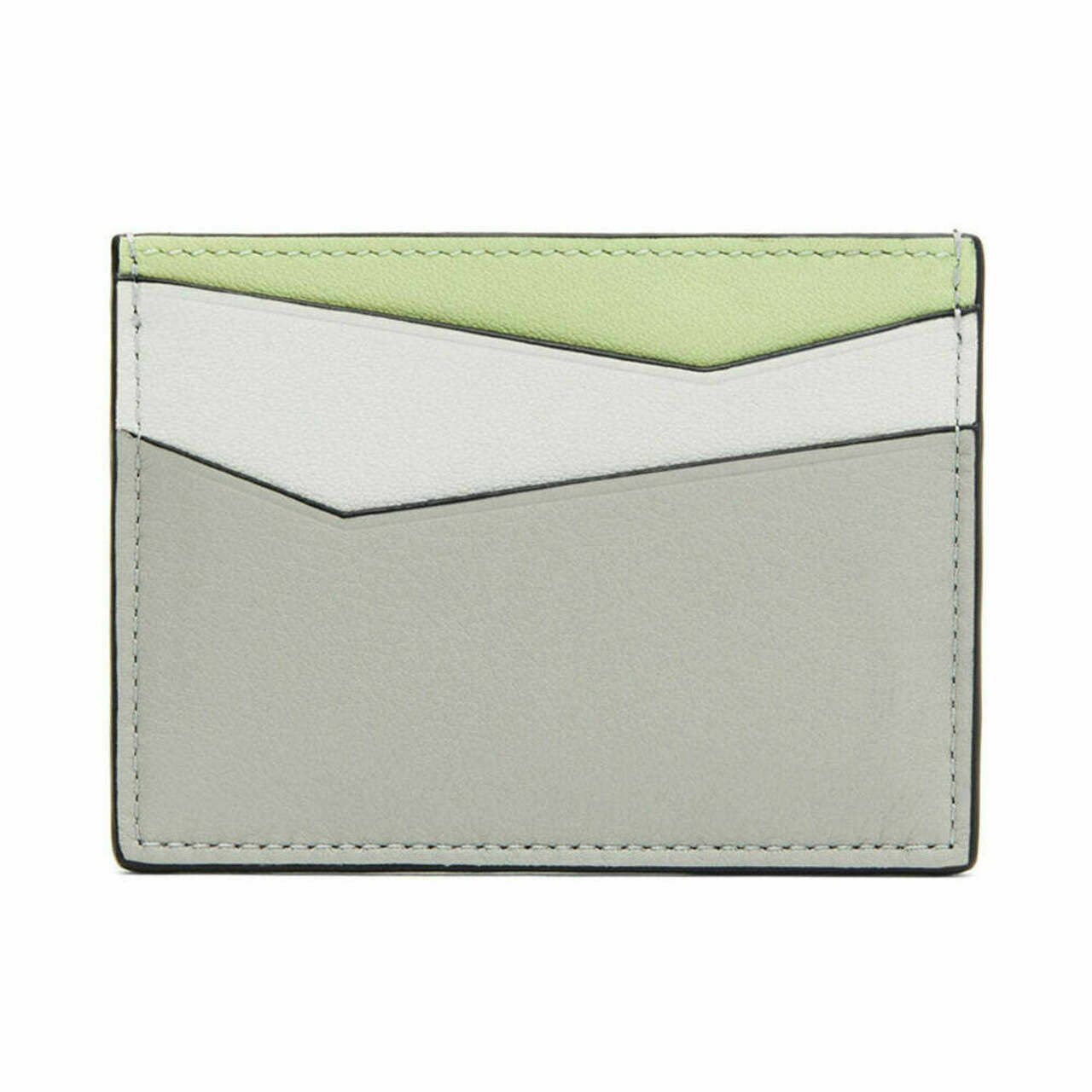 Loewe Puzzle Plain Card Holder Classic Calfskin Ash Grey/Light Celadon