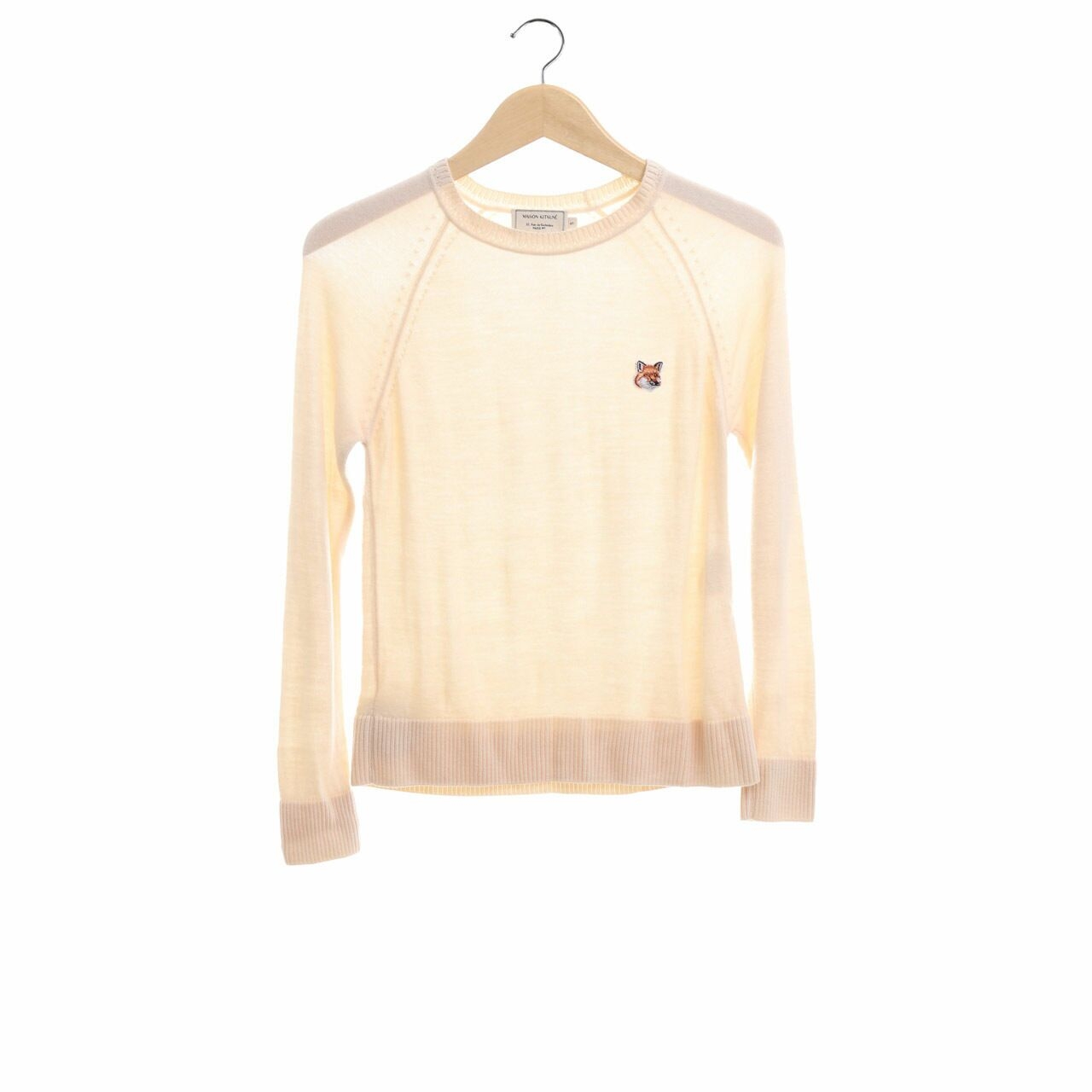 Maison Kitsune Light Yellow Merino Crewneck Sweater