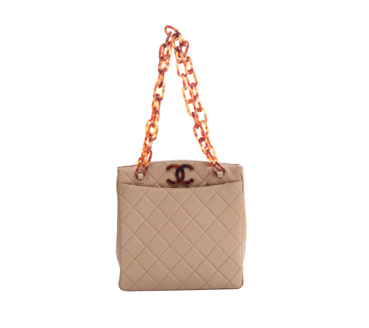 Chanel Light Brown Quilted With Chain Shoulder Bag 