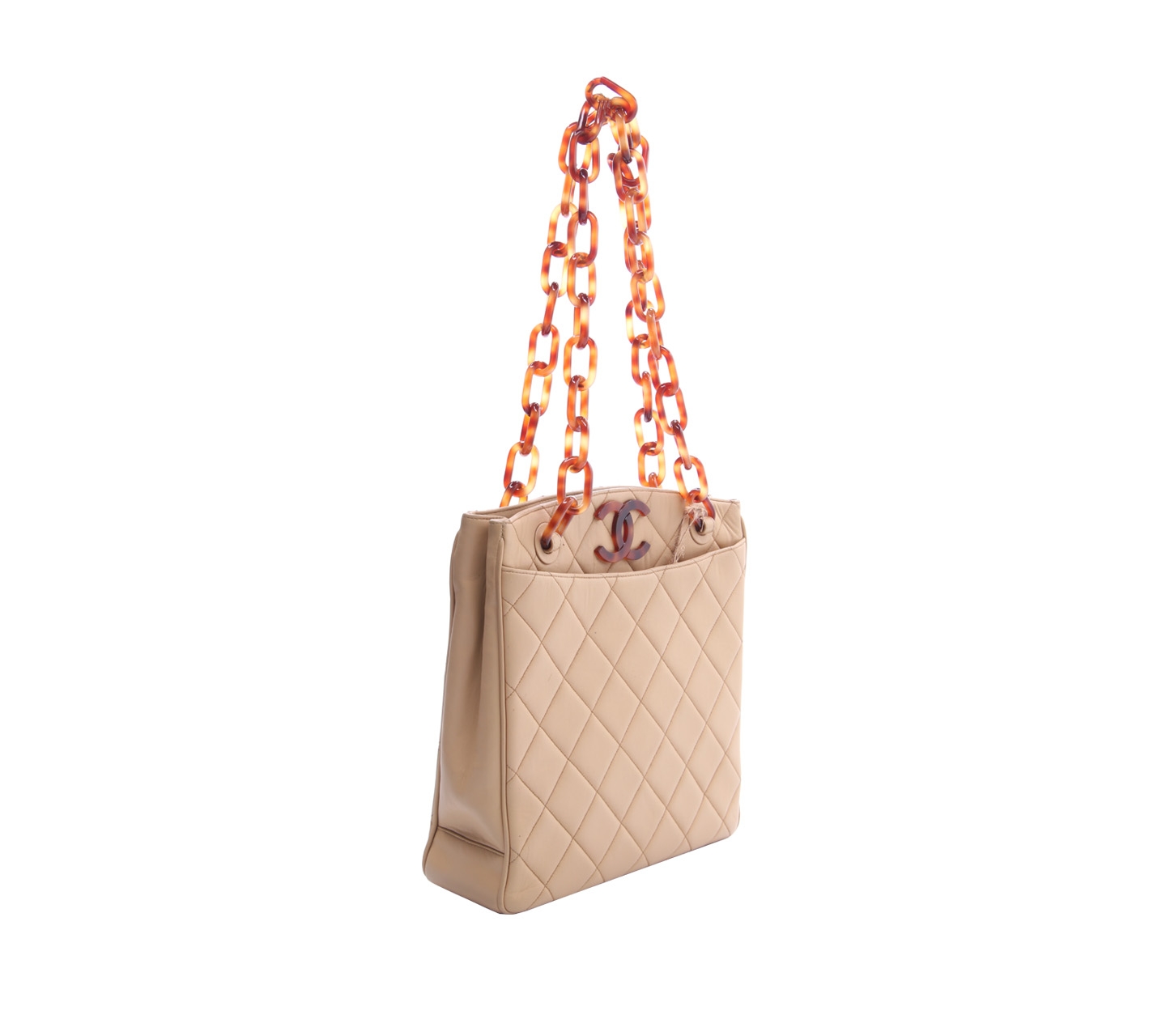 Chanel Light Brown Quilted With Chain Shoulder Bag 