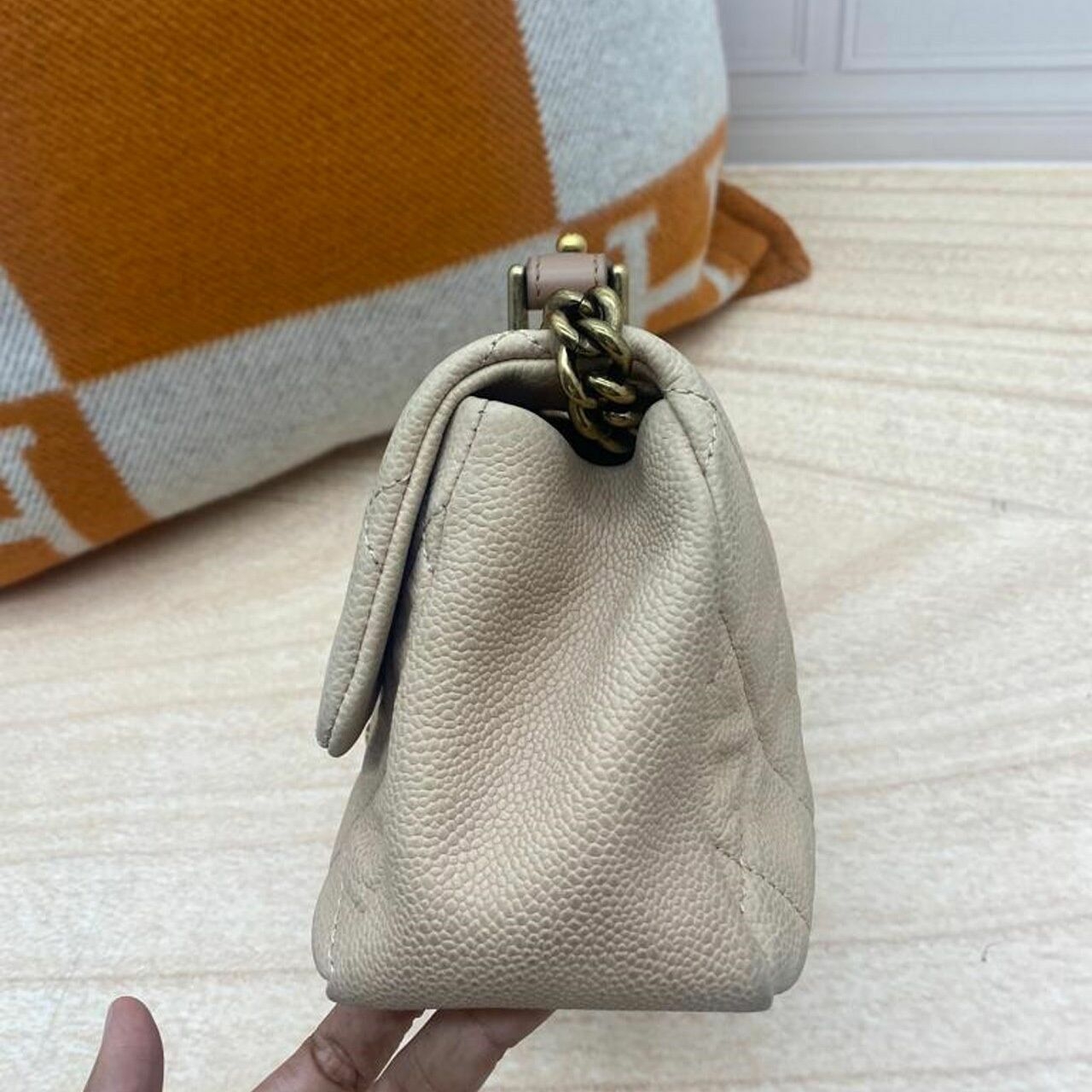 Chanel Classic Flap Top Handle GHW Beige #17 Sling Bag