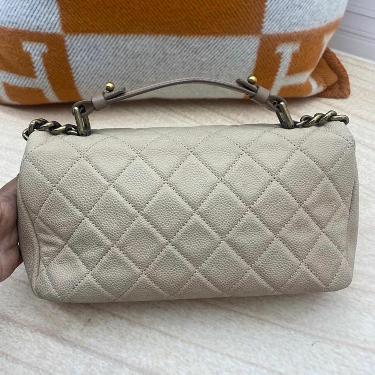 Chanel Classic Flap Top Handle GHW Beige #17 Sling Bag