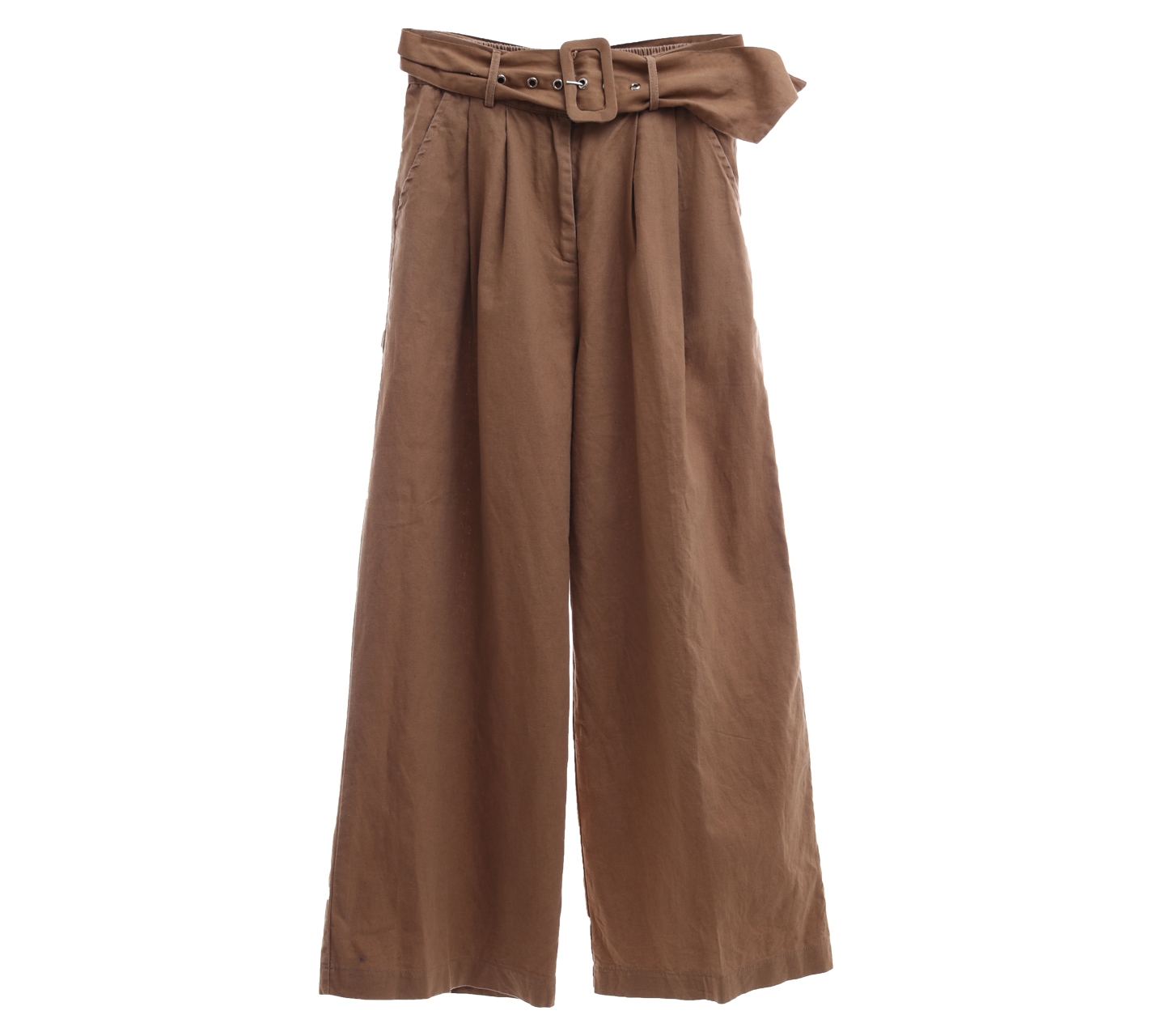 The Editor's Market Brown Strap Waist Long Pants