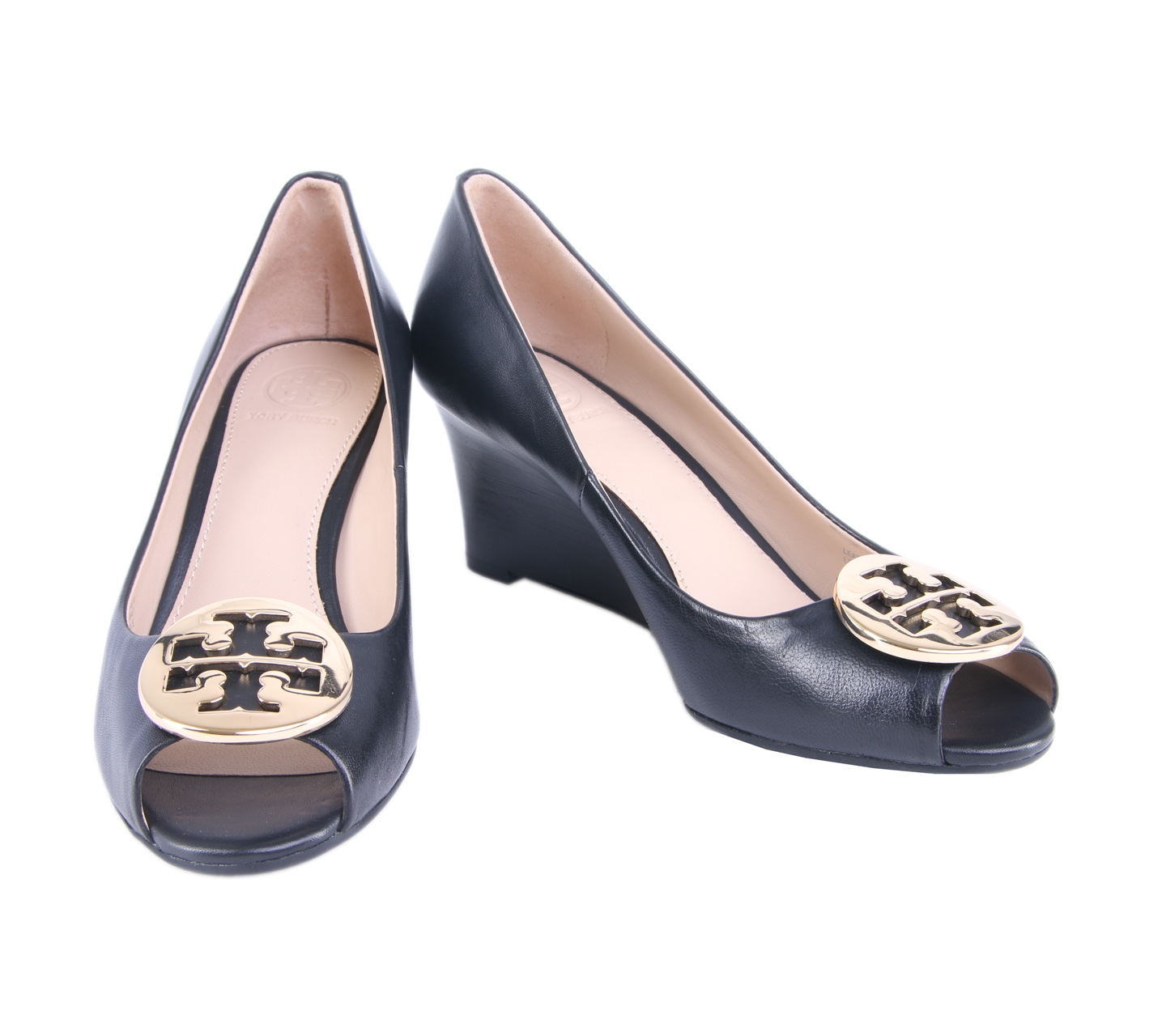 Tory Burch Black Kara Pump Toe Wedges