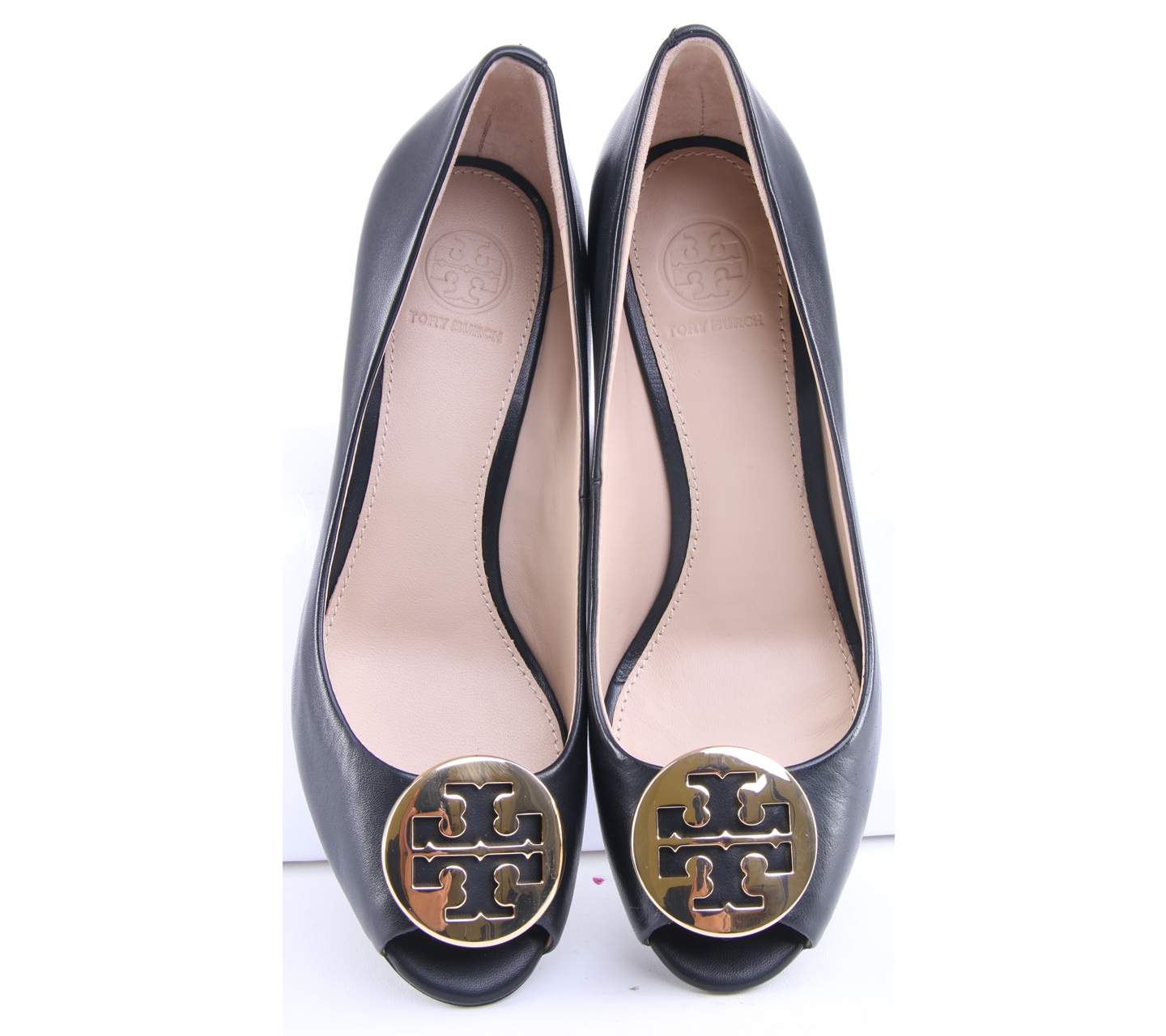 Tory Burch Black Kara Pump Toe Wedges