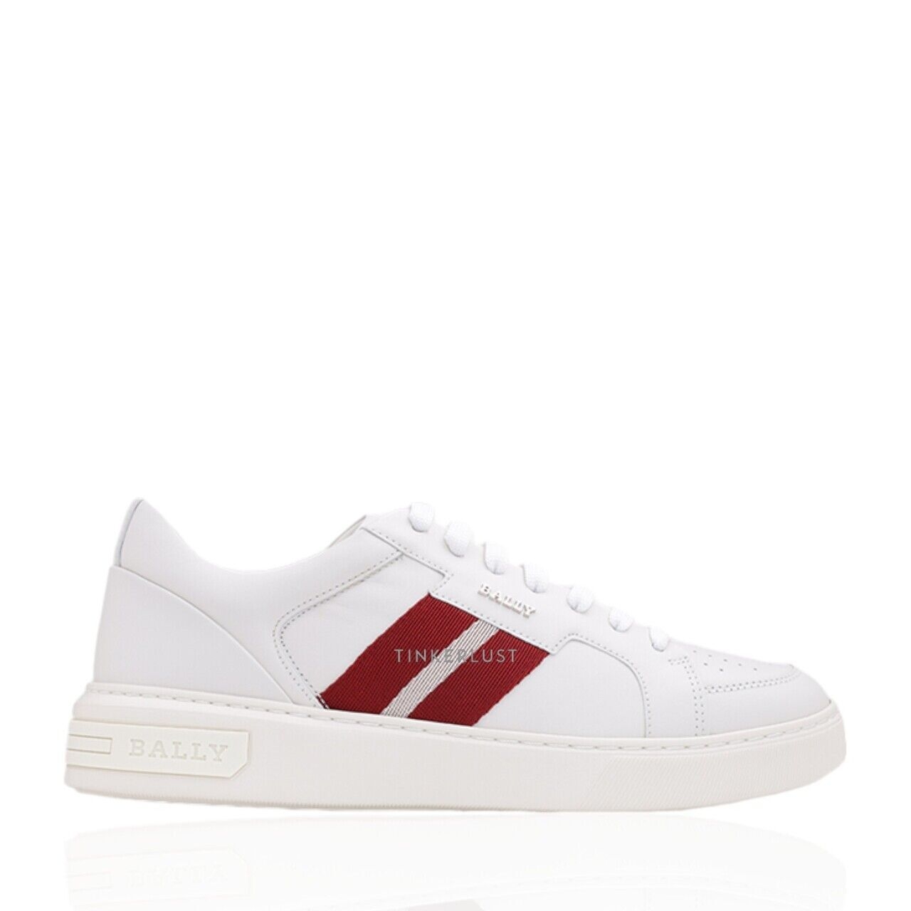 Bally Men Moony Sneakers in White Leather with Striped