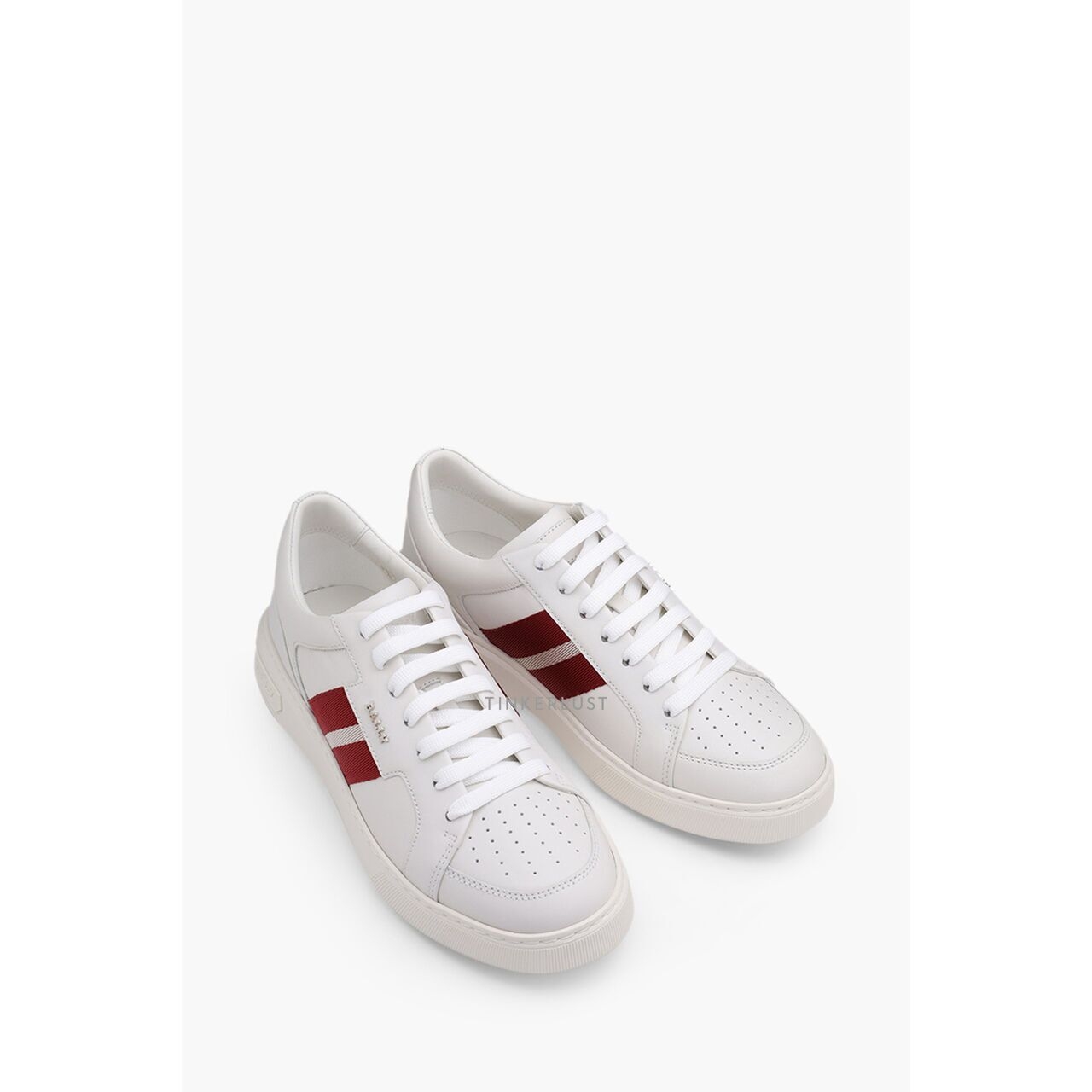 Bally Men Moony Sneakers in White Leather with Striped