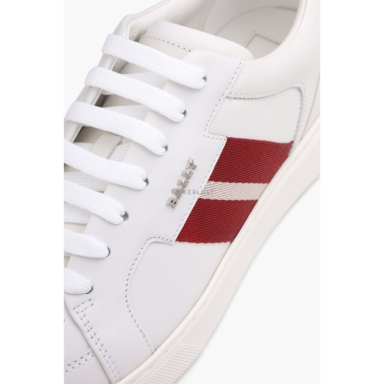 Bally Men Moony Sneakers in White Leather with Striped