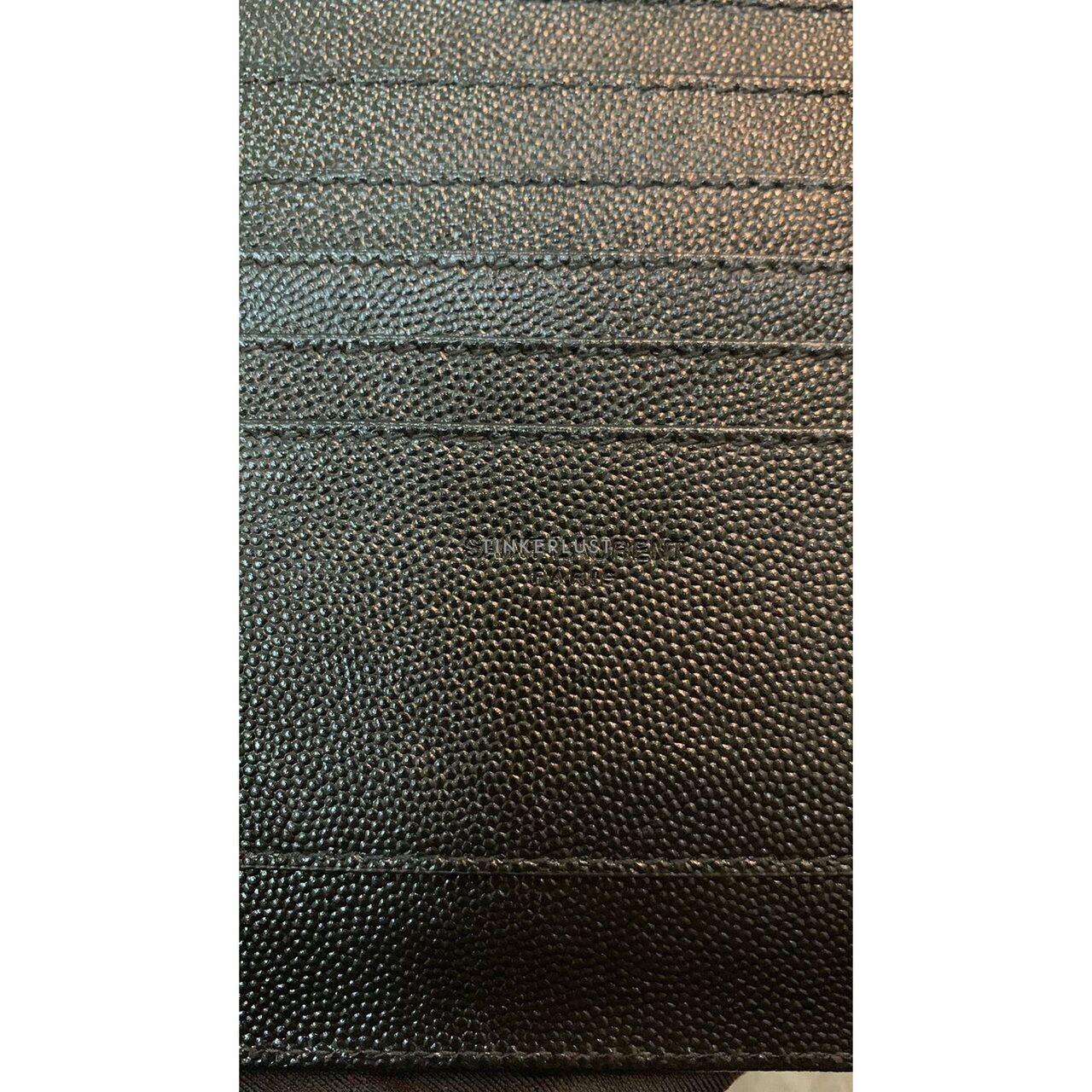 Saint Laurent Cassandra Large Zipped Black Matelasse Grain De Poudre Embossed Leather GHW Pouch