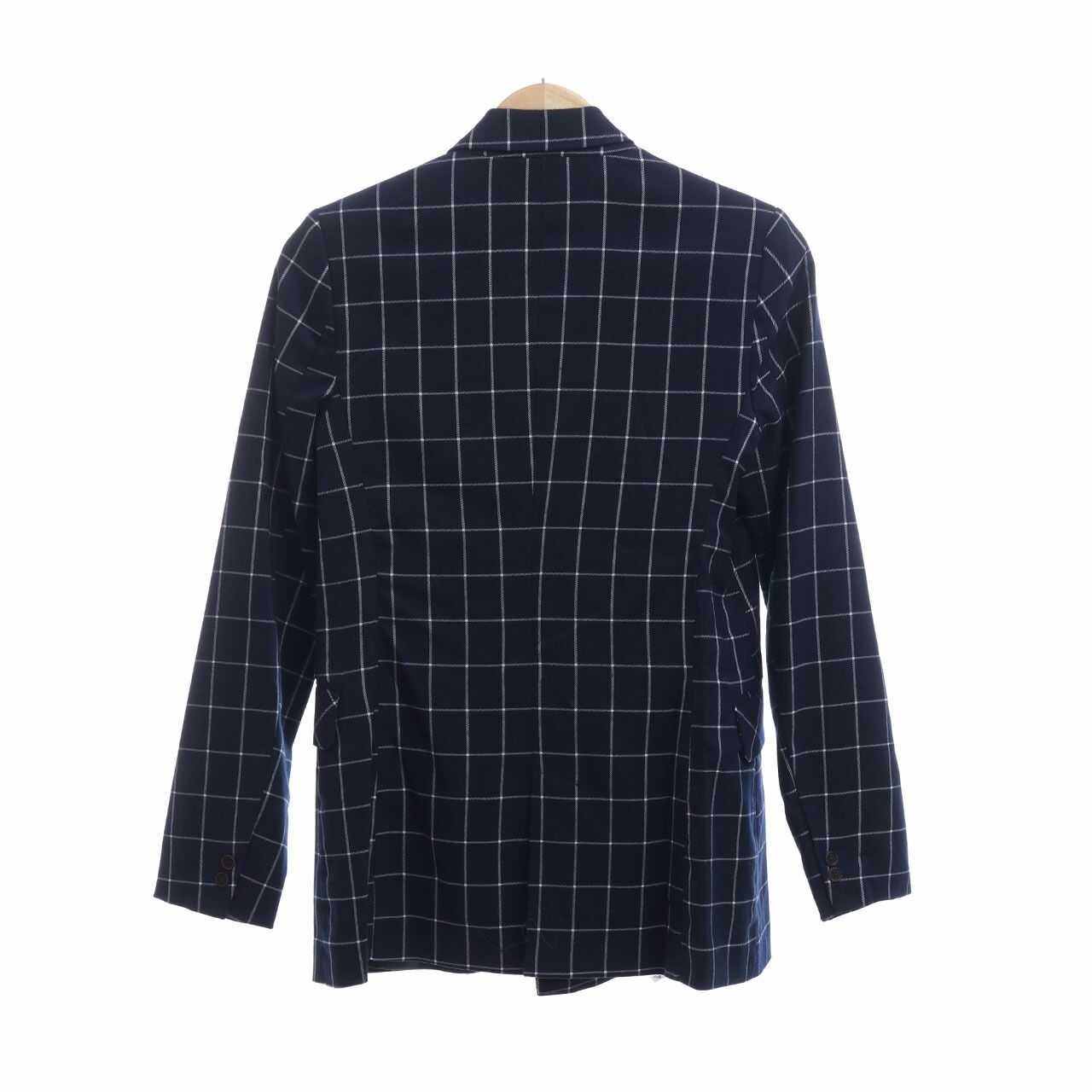 Stradivarius Dark Blue Plaid Blazer