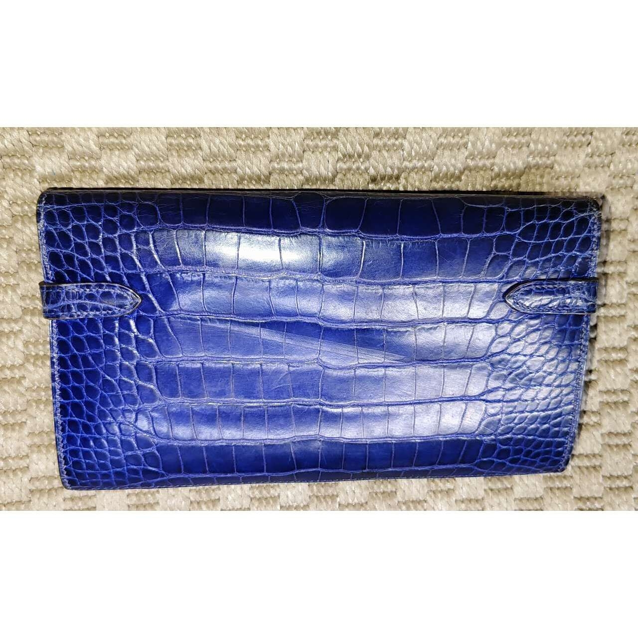 Hermes Kelly Bleu Electrique Alligator Wallet