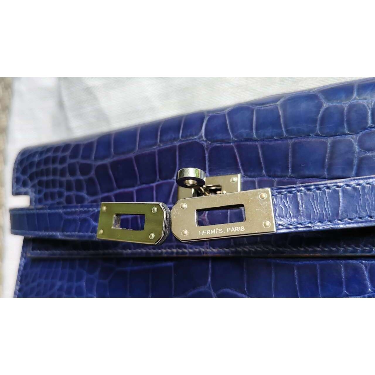 Hermes Kelly Bleu Electrique Alligator Wallet