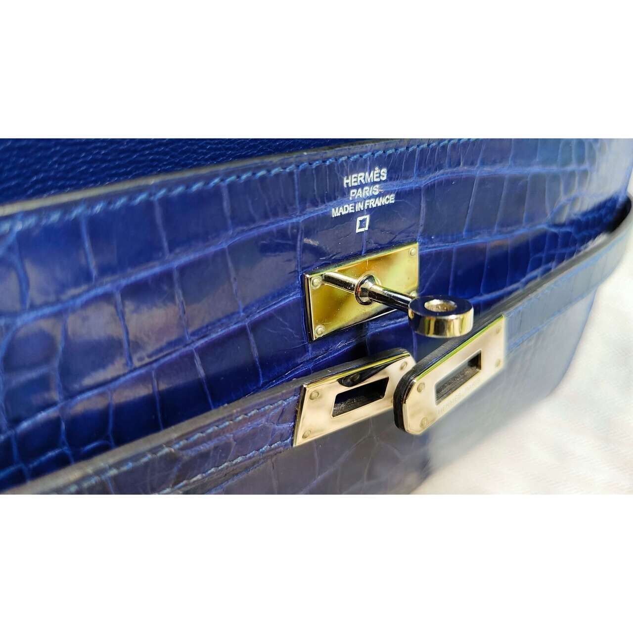 Hermes Kelly Bleu Electrique Alligator Wallet