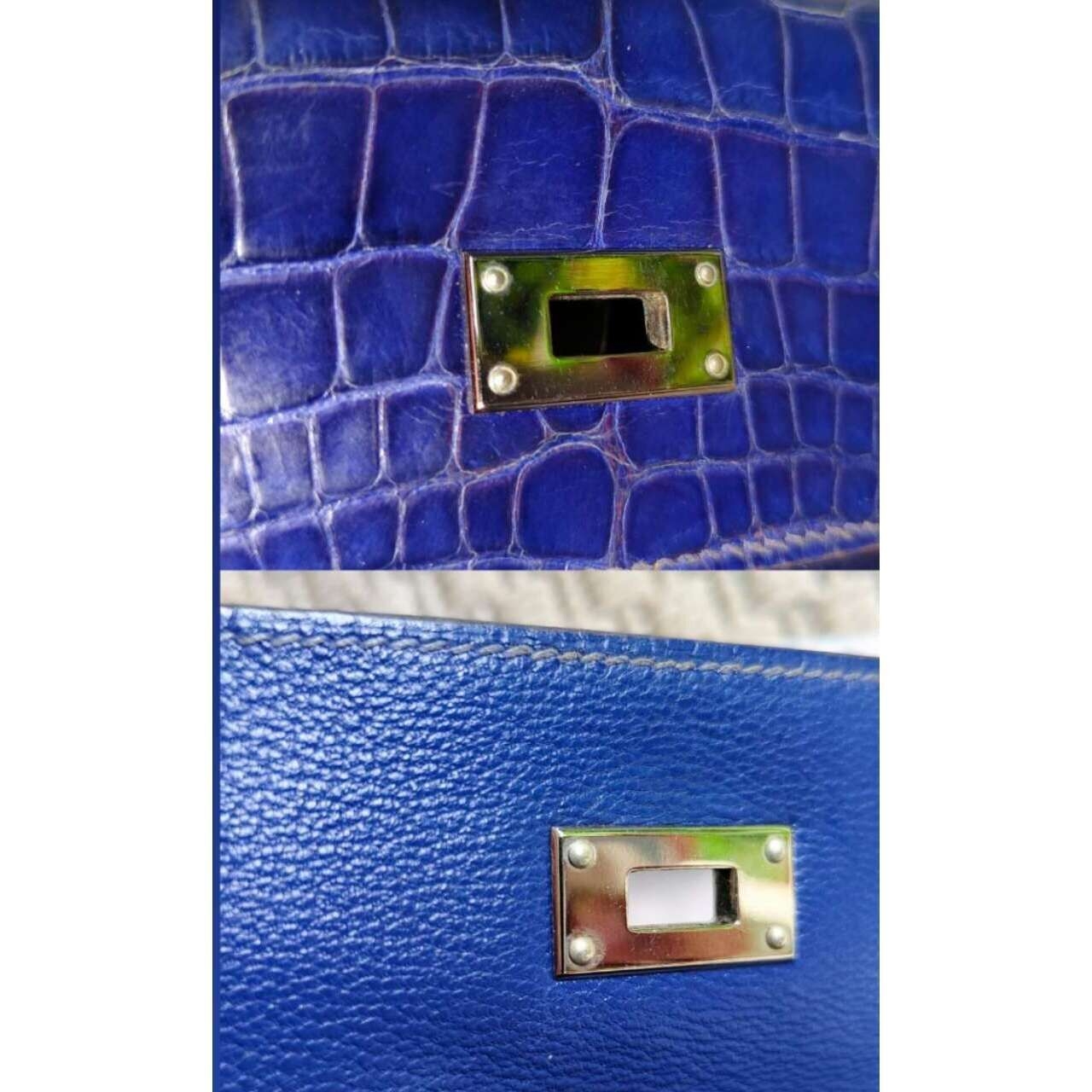 Hermes Kelly Bleu Electrique Alligator Wallet