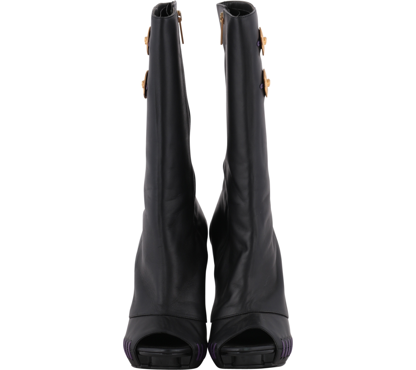 Versace Black Peep-Toe Boots