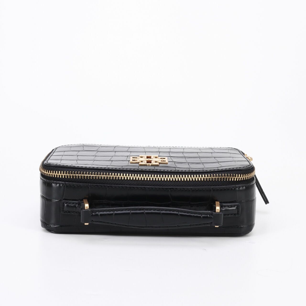 Tory Burch Britten Croco Small Top Handle Case Black Satchel