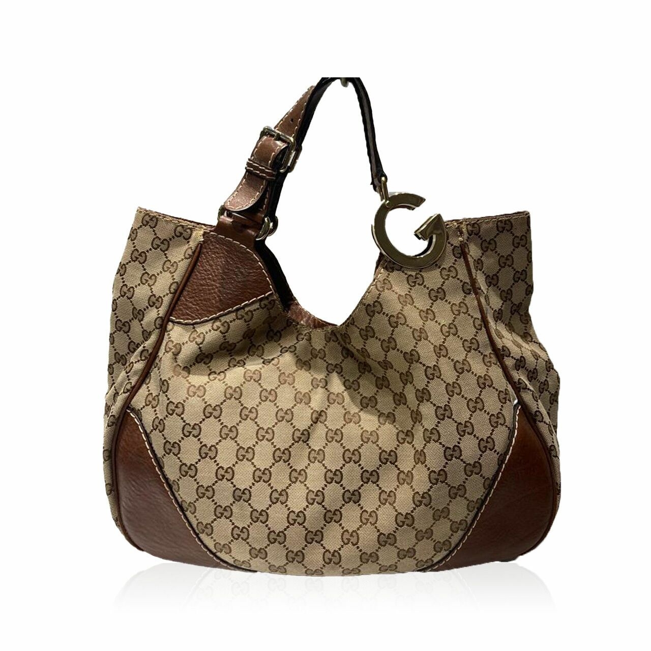 Gucci Hobo Canvas Brown Shoulder Bag