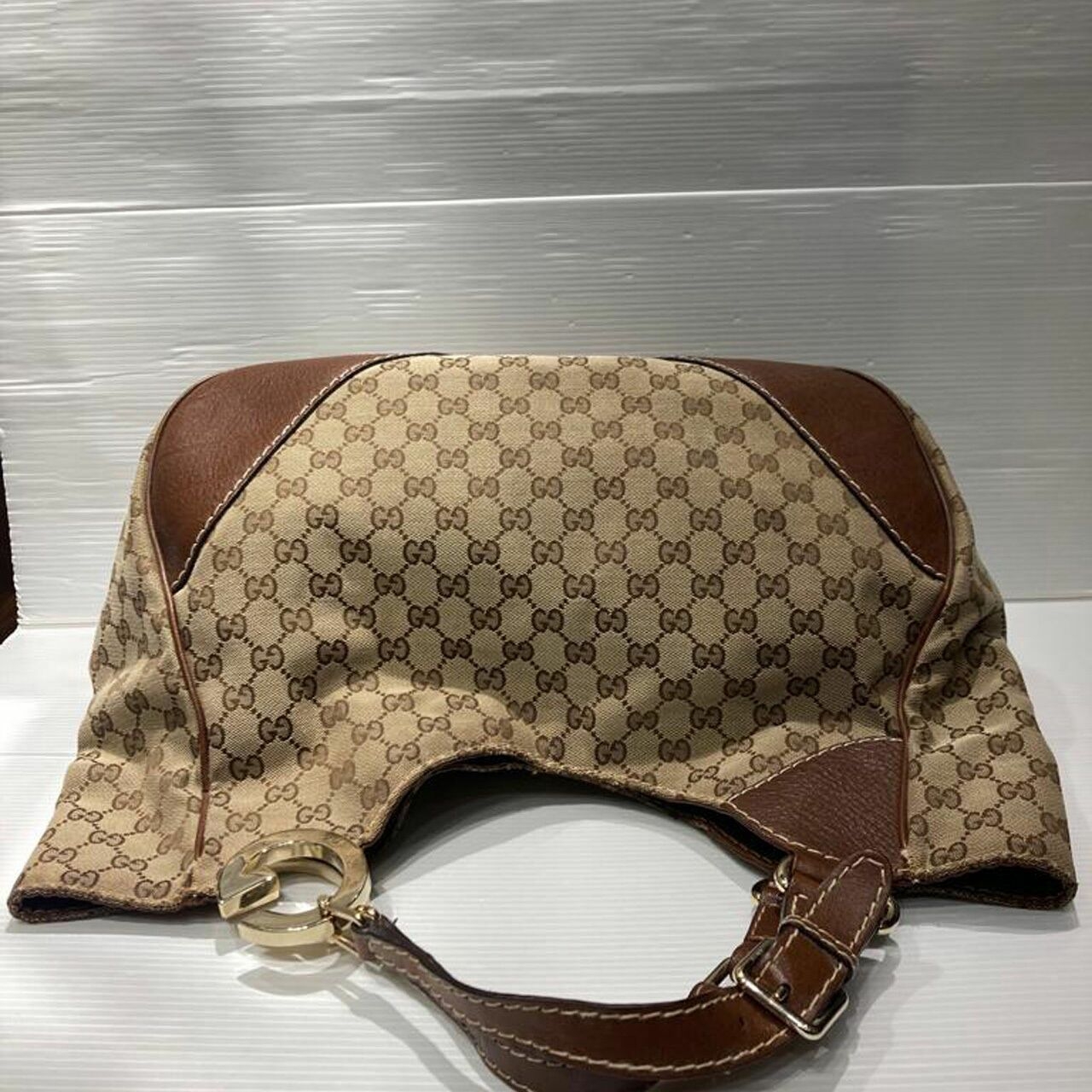 Gucci Hobo Canvas Brown Shoulder Bag