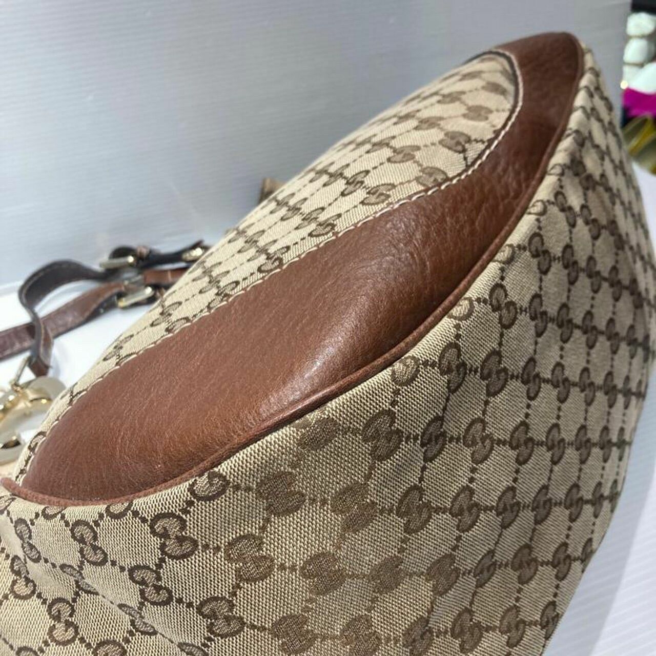 Gucci Hobo Canvas Brown Shoulder Bag